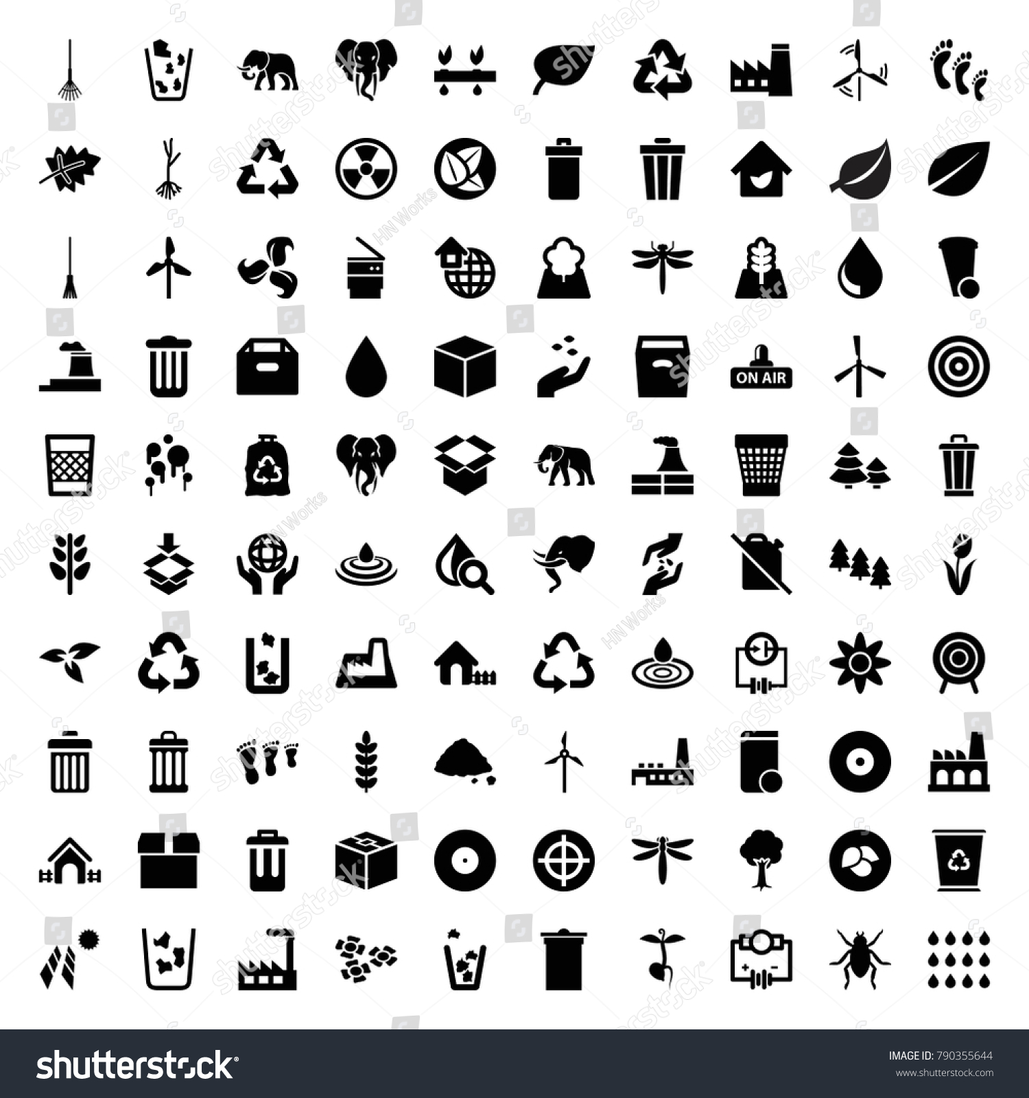 Environment Icons Set 100 Editable Filled Stock Vector (Royalty Free ...