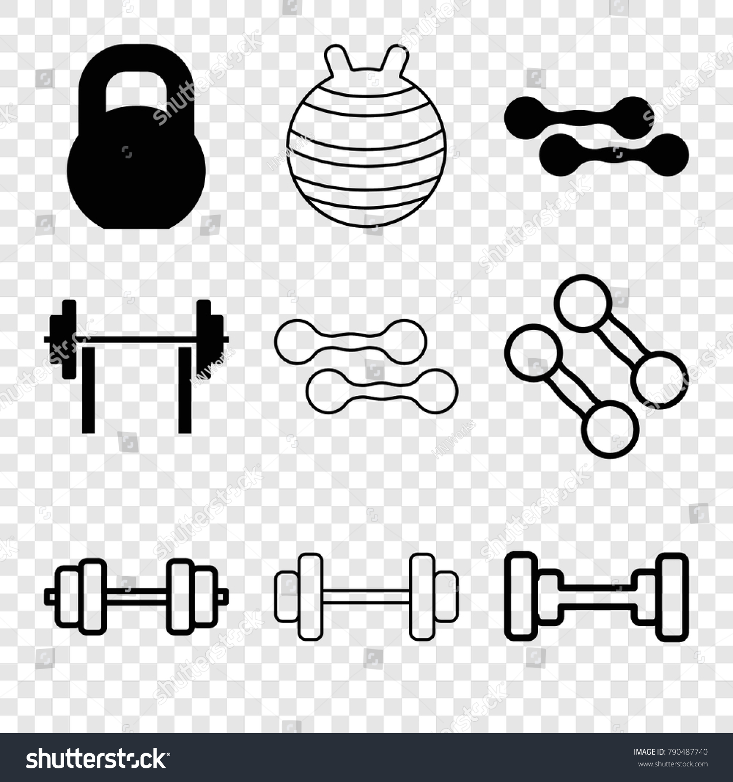 Set 9 Dumbbell Filled Outline Icons Stock Vector (Royalty Free ...