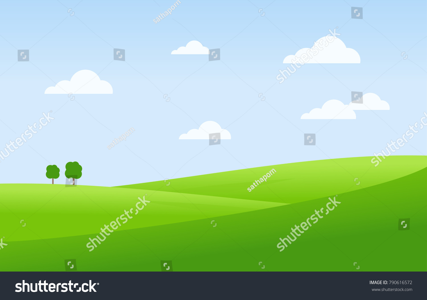 Green Landscape Blue Sky Vector Stock Vector (Royalty Free) 790616572 ...