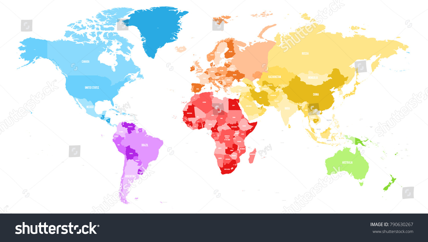 Colorful Political Map World Divided Into Stock Vector (Royalty Free ...