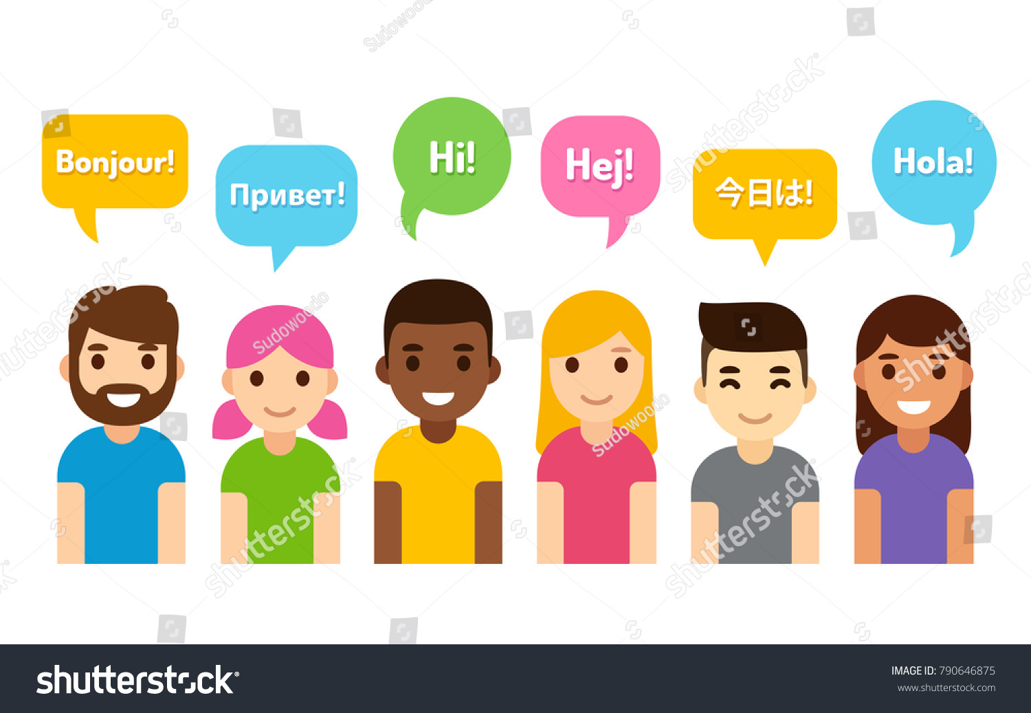 International Group People Saying Hi Different Stock Vector (Royalty ...