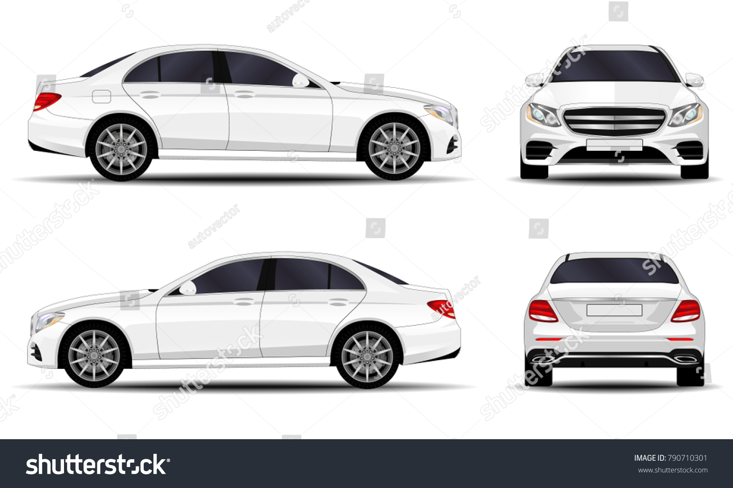 Realistic Car Sedan Front View Side Stock Vector (Royalty Free ...