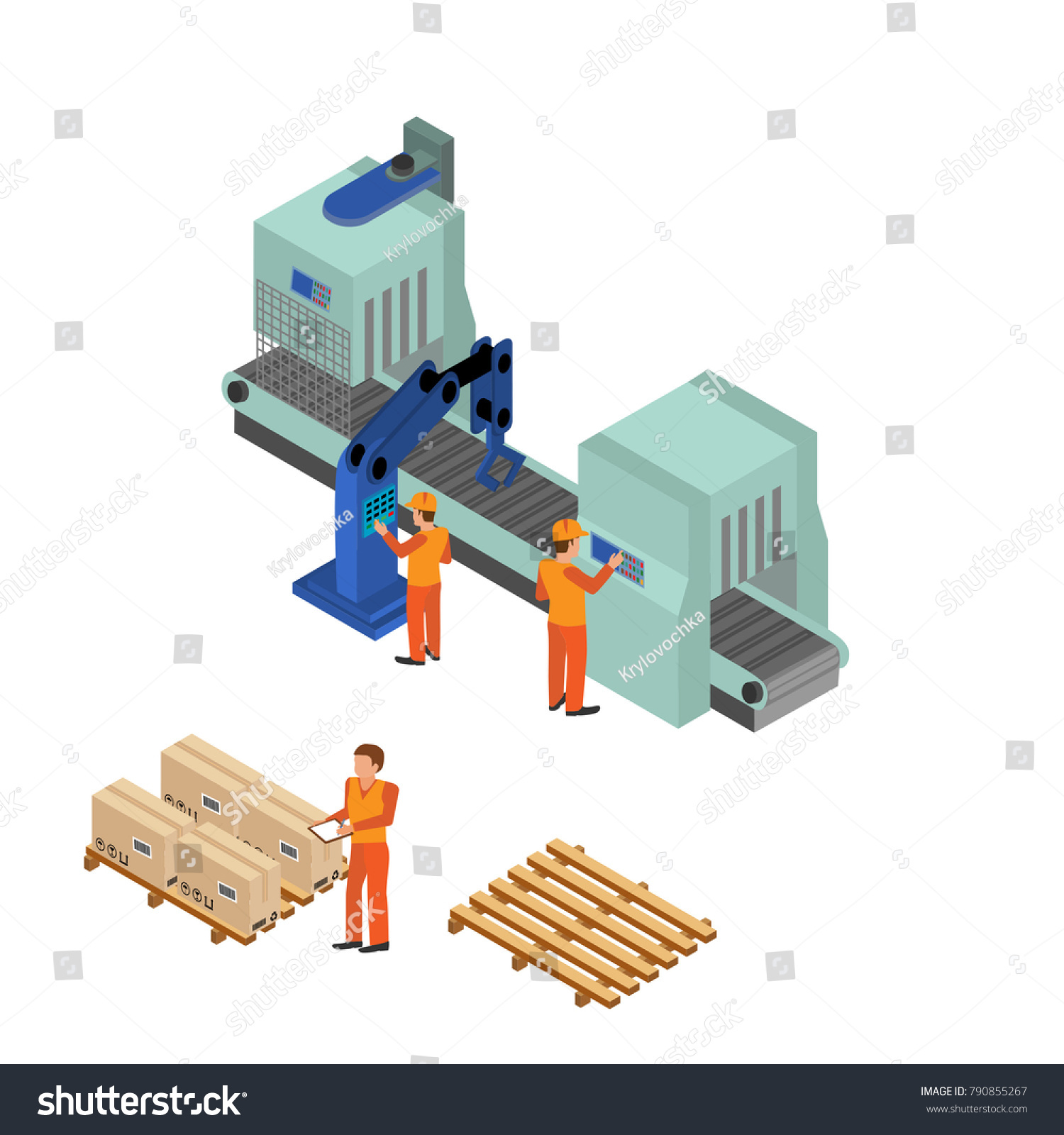 Automated Factory Assembly Line Robotic Arm Stock Vector (Royalty Free ...