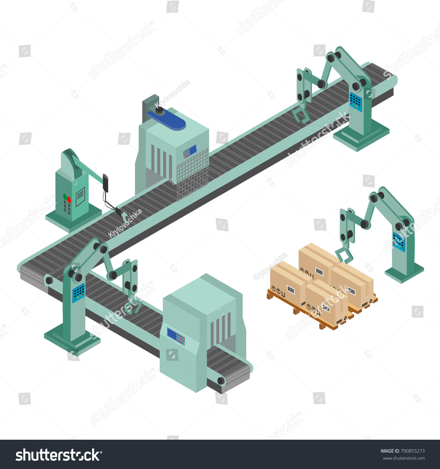 Automated Factory Assembly Line Robotic Arm Stock Vector (Royalty Free ...