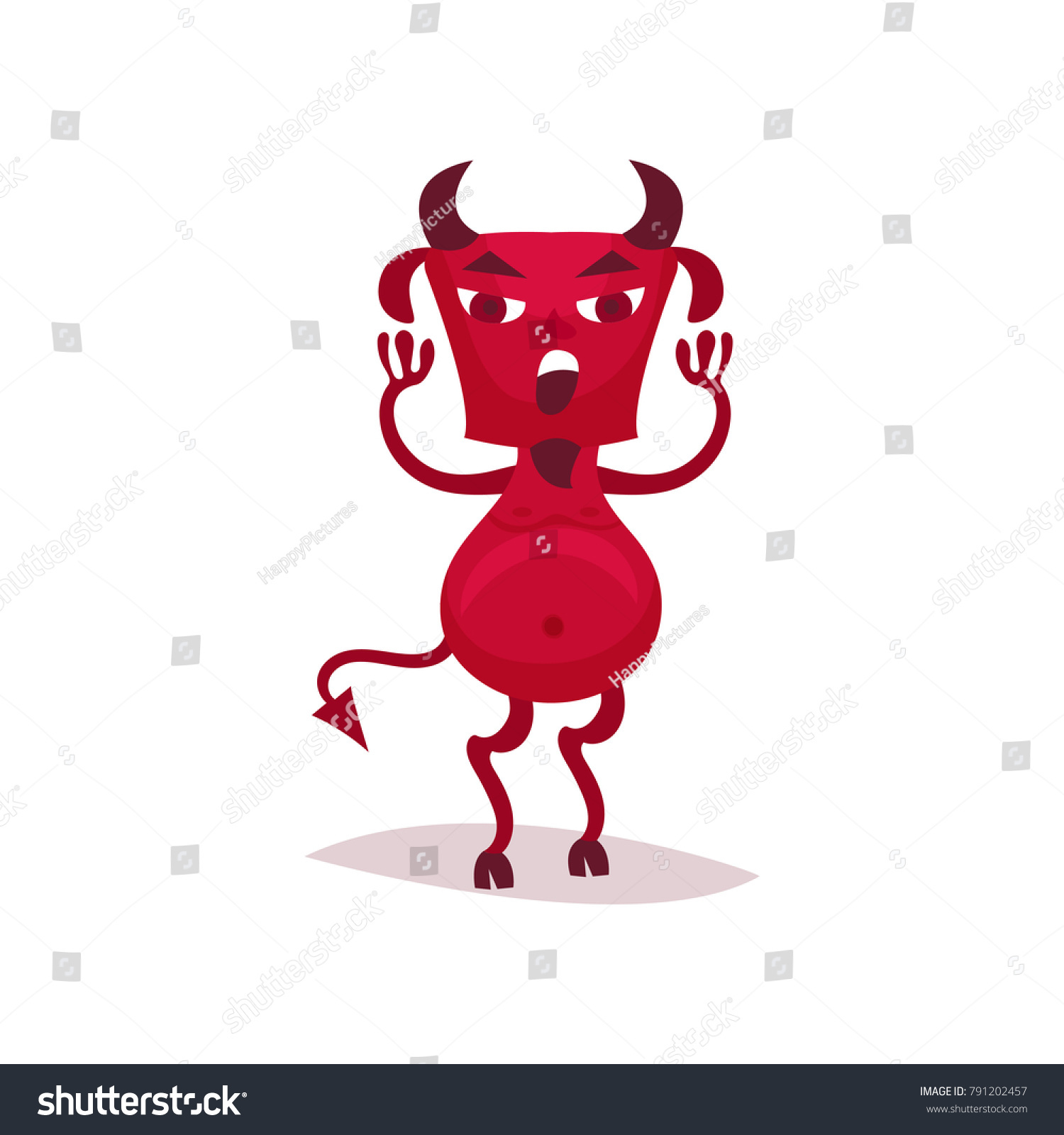 Angry Devil Horns Tail Red Demon Stock Vector (Royalty Free) 791202457 ...