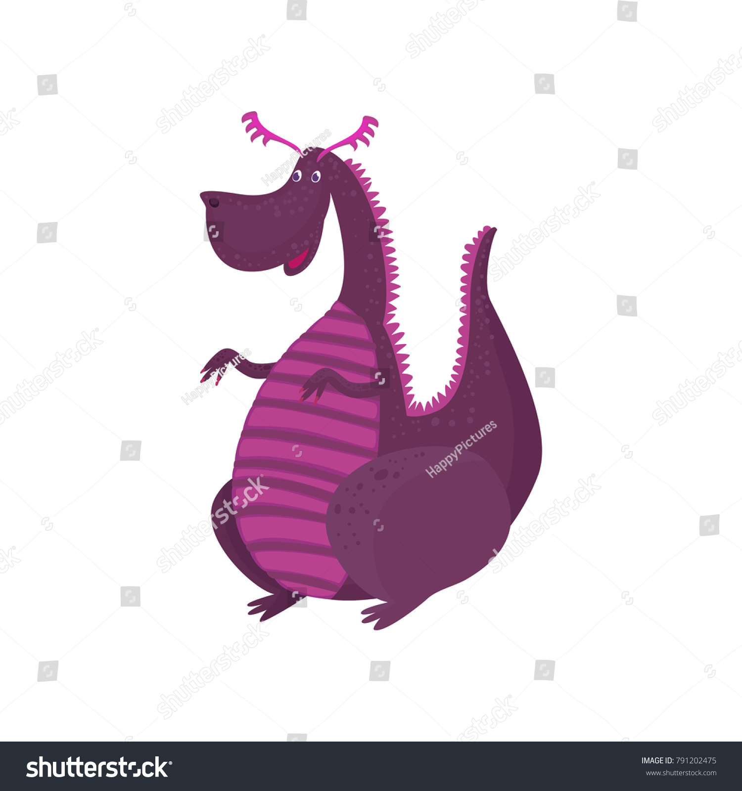 Little Purple Dragon Cartoon Character Mythical Stock Vector (Royalty ...