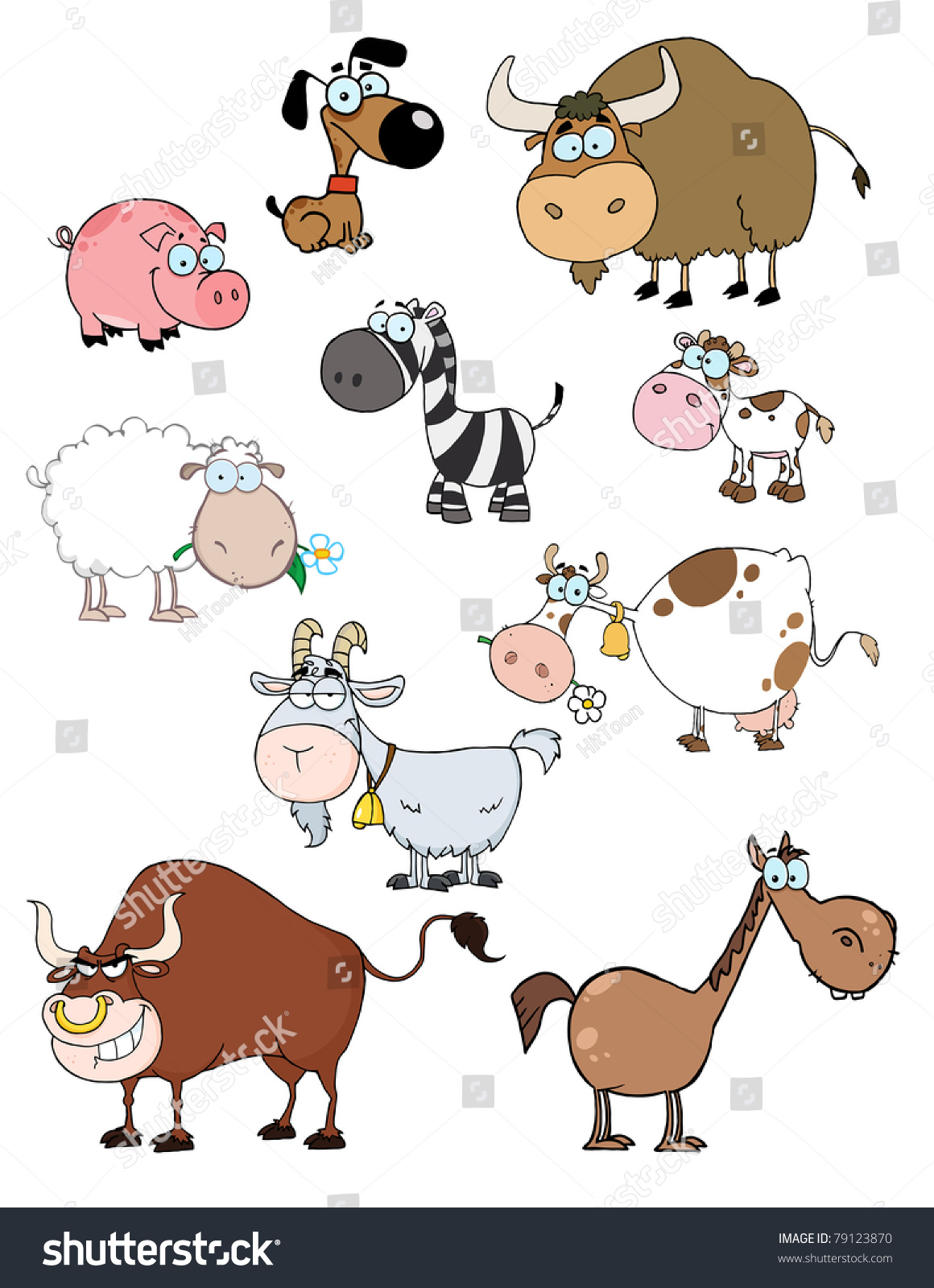 Cartoon Animals Raster Collection Stock Vector (Royalty Free) 79123870 ...