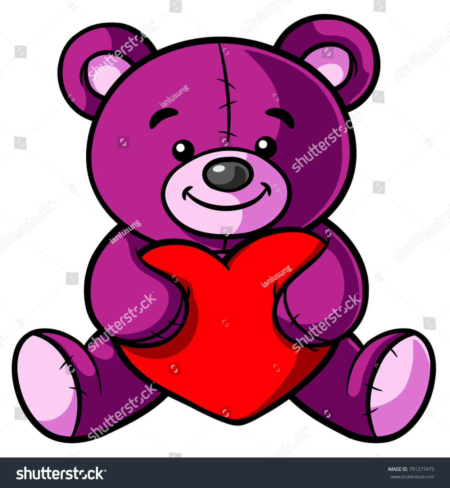 purple teddy bear cartoon