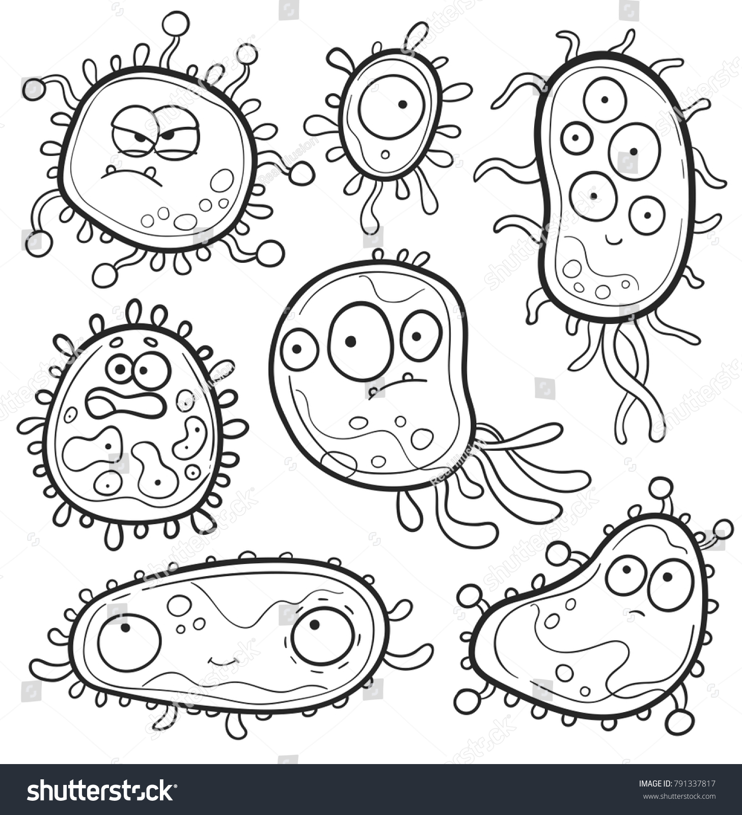 Микробы для раскрашивания детям