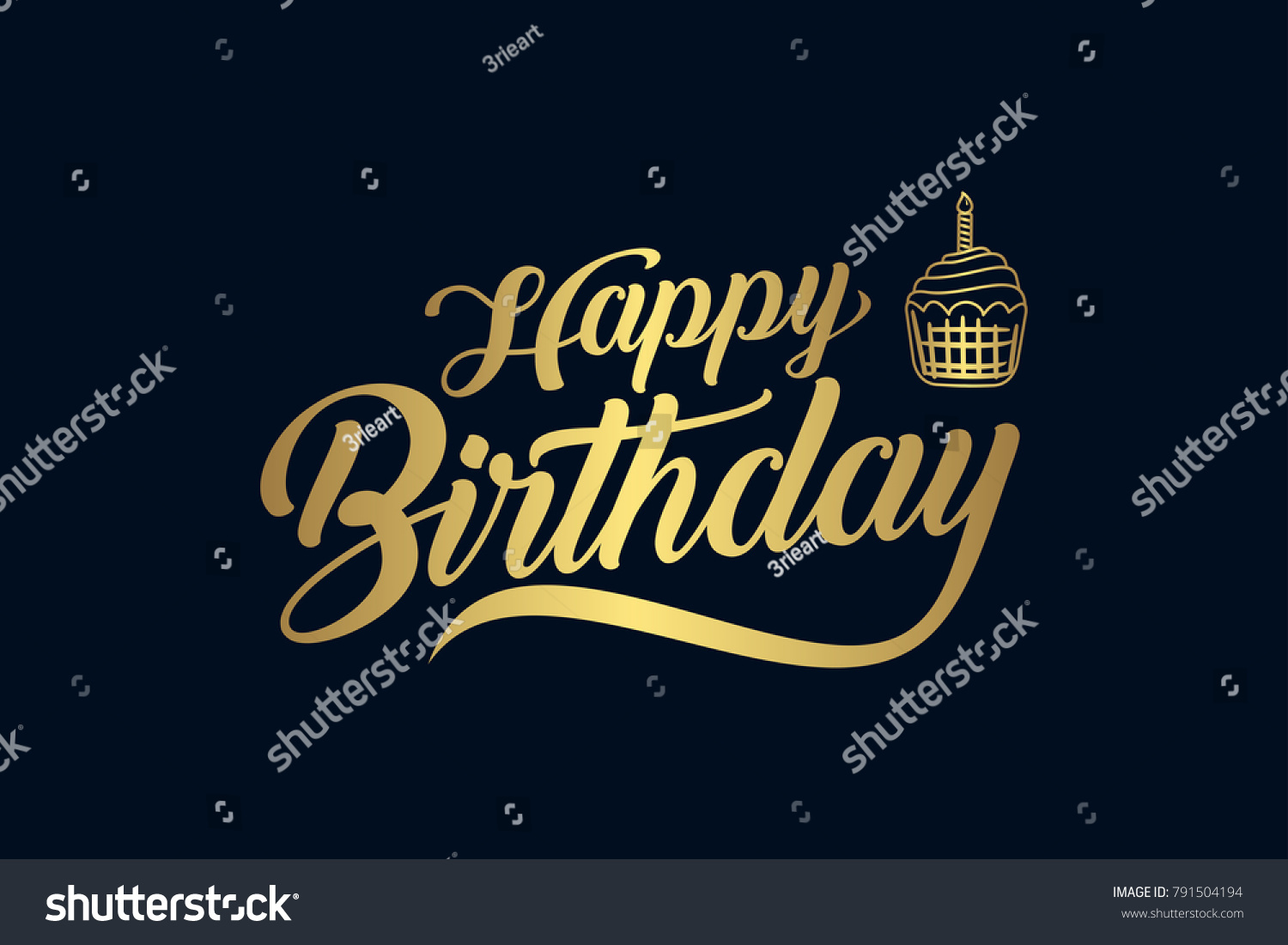 Isolated Calligraphy Happy Birthday Cake Stock Vector (Royalty Free ...