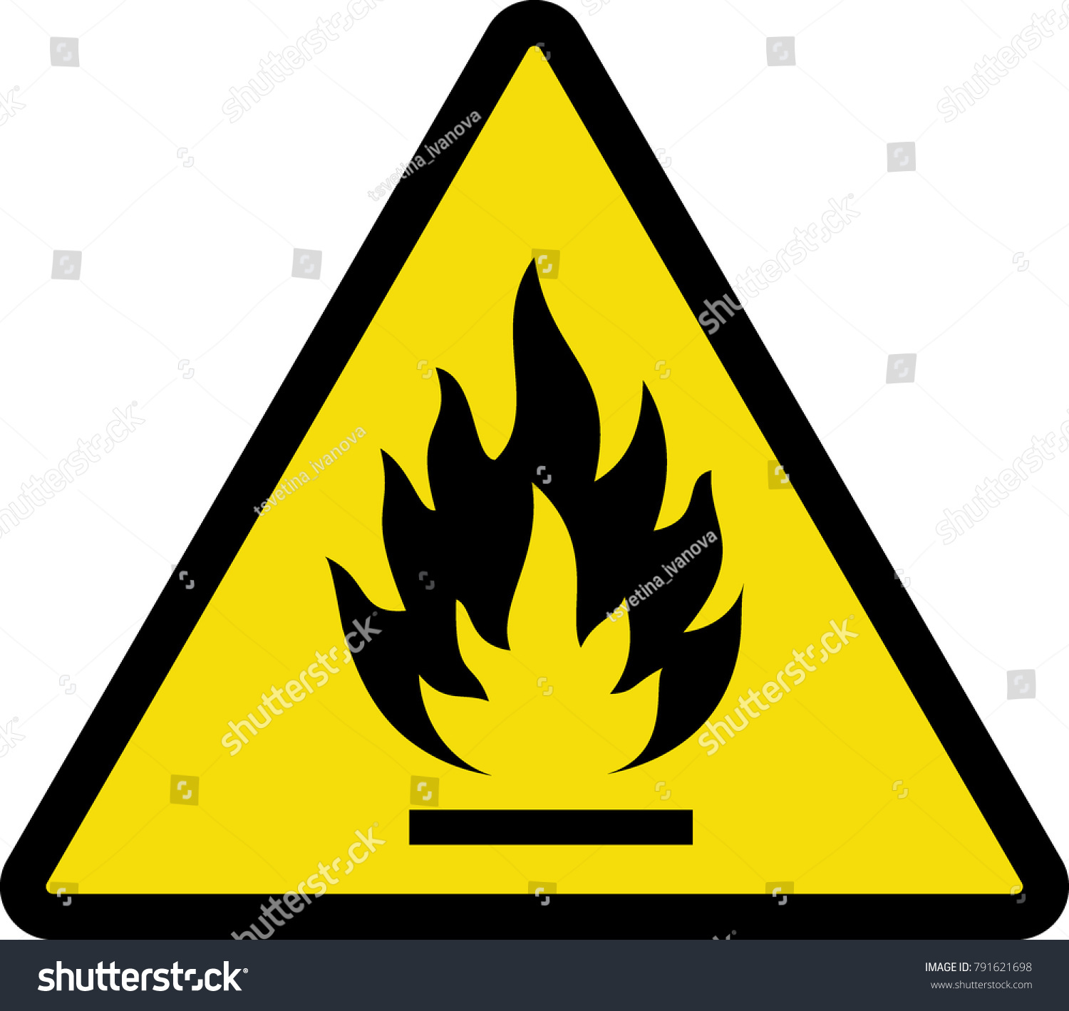 Flammable Icon Flammable Sign Yellow Flammable Stock Vector (Royalty ...