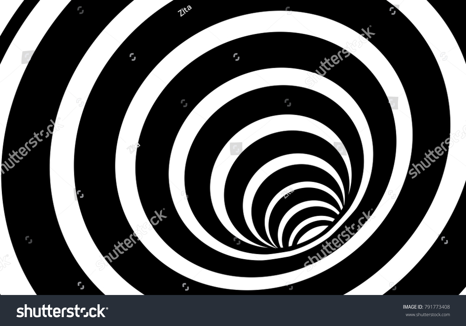 Geometric Black White Abstract Hypnotic Wormhole Stock Vector (Royalty ...