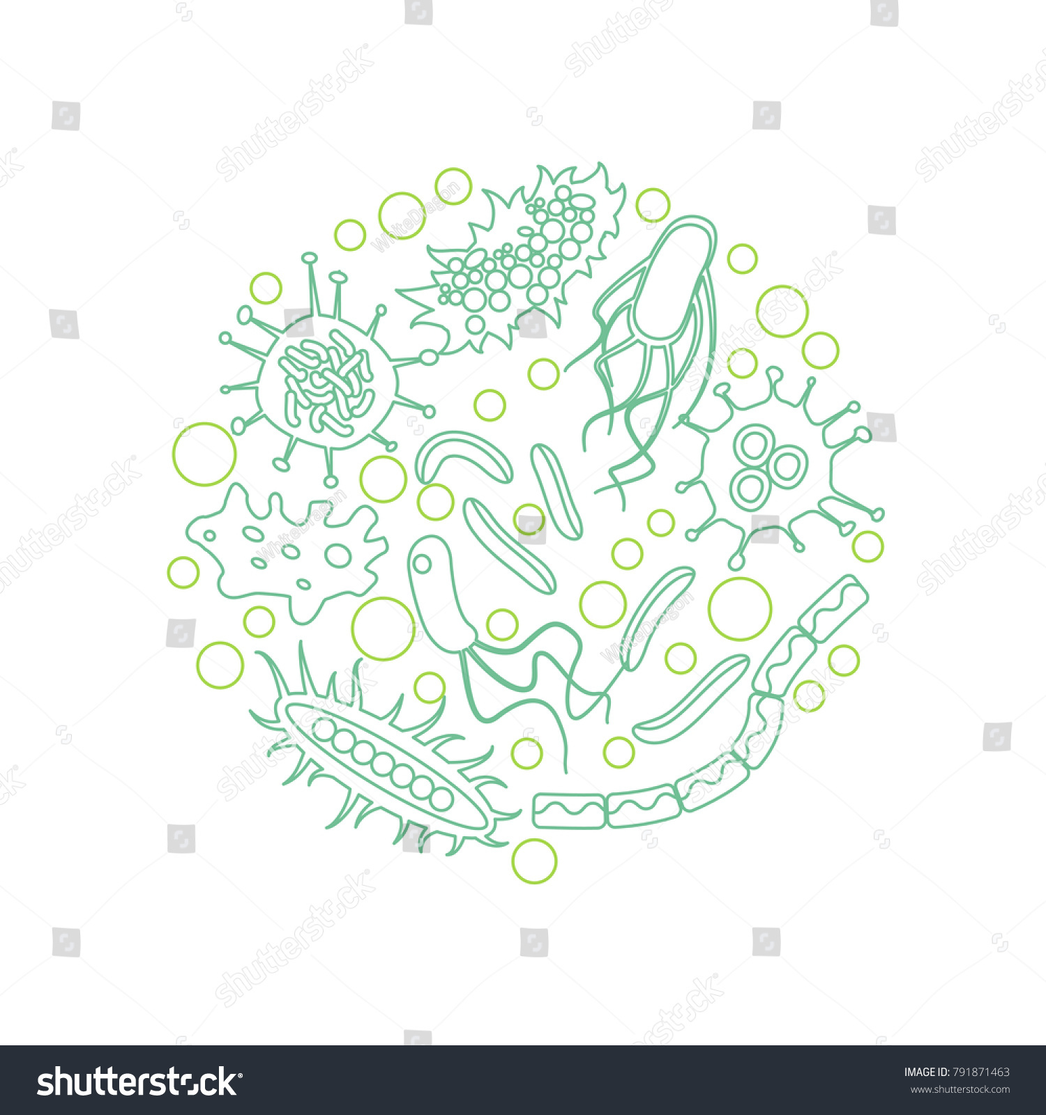 Bacterial Microorganism Circle Isolated On White Stock Illustration ...