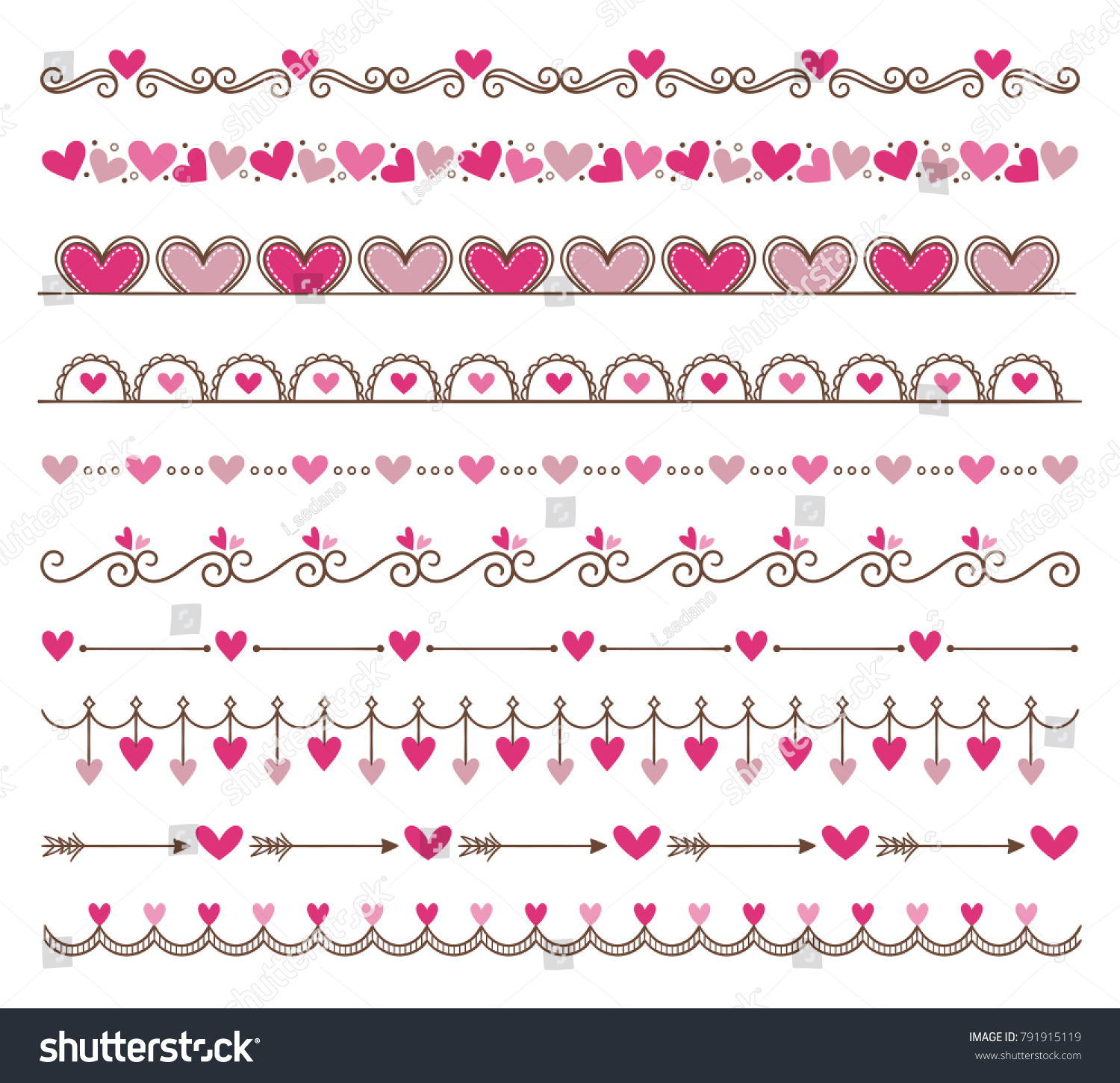 Collection Cute Hand Drawn Vintage Borders Stock Vector (Royalty Free ...