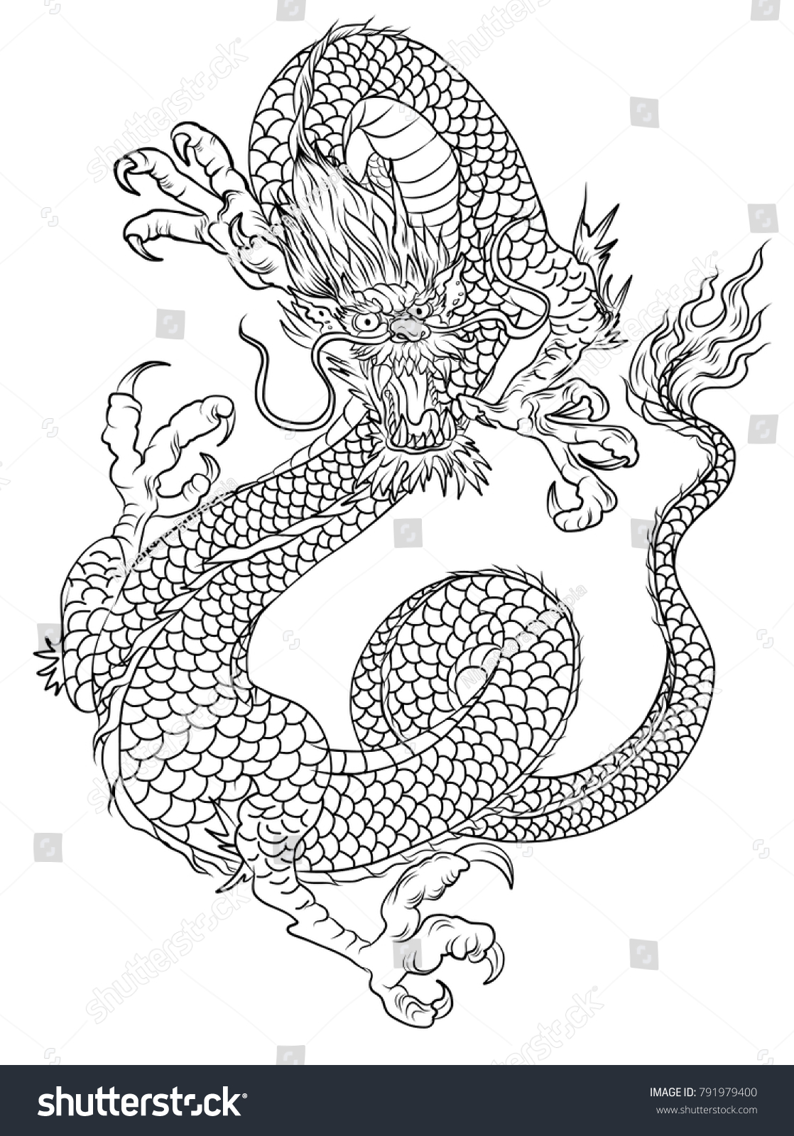 Hand Drawn Zentangle Style Chinese Dragon Stock Vector (Royalty Free ...