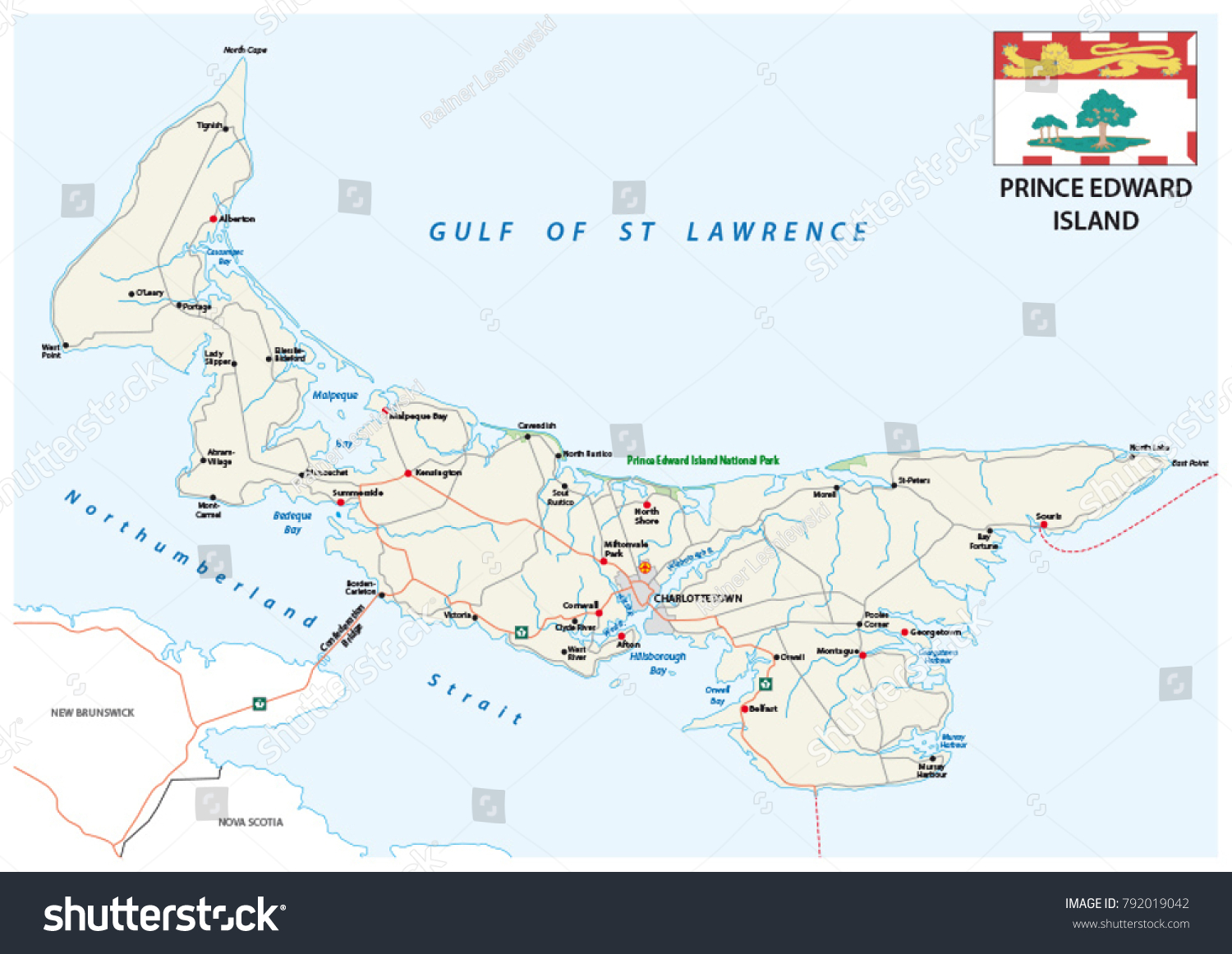 Prince Edward Island Vector Road Map Stock Vector (Royalty Free ...