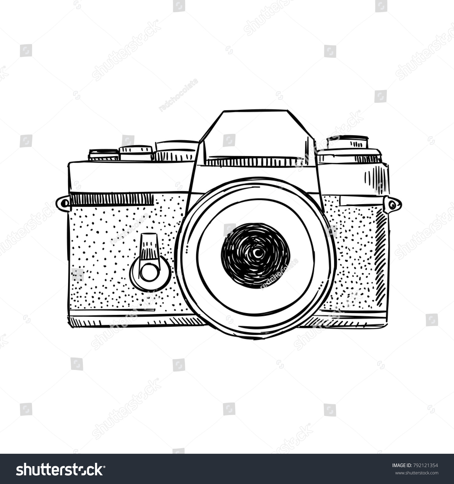 手描きの古いスタイルのビンテージカメラ レトロなカメライラストとポスター のベクター画像素材 ロイヤリティフリー Shutterstock
