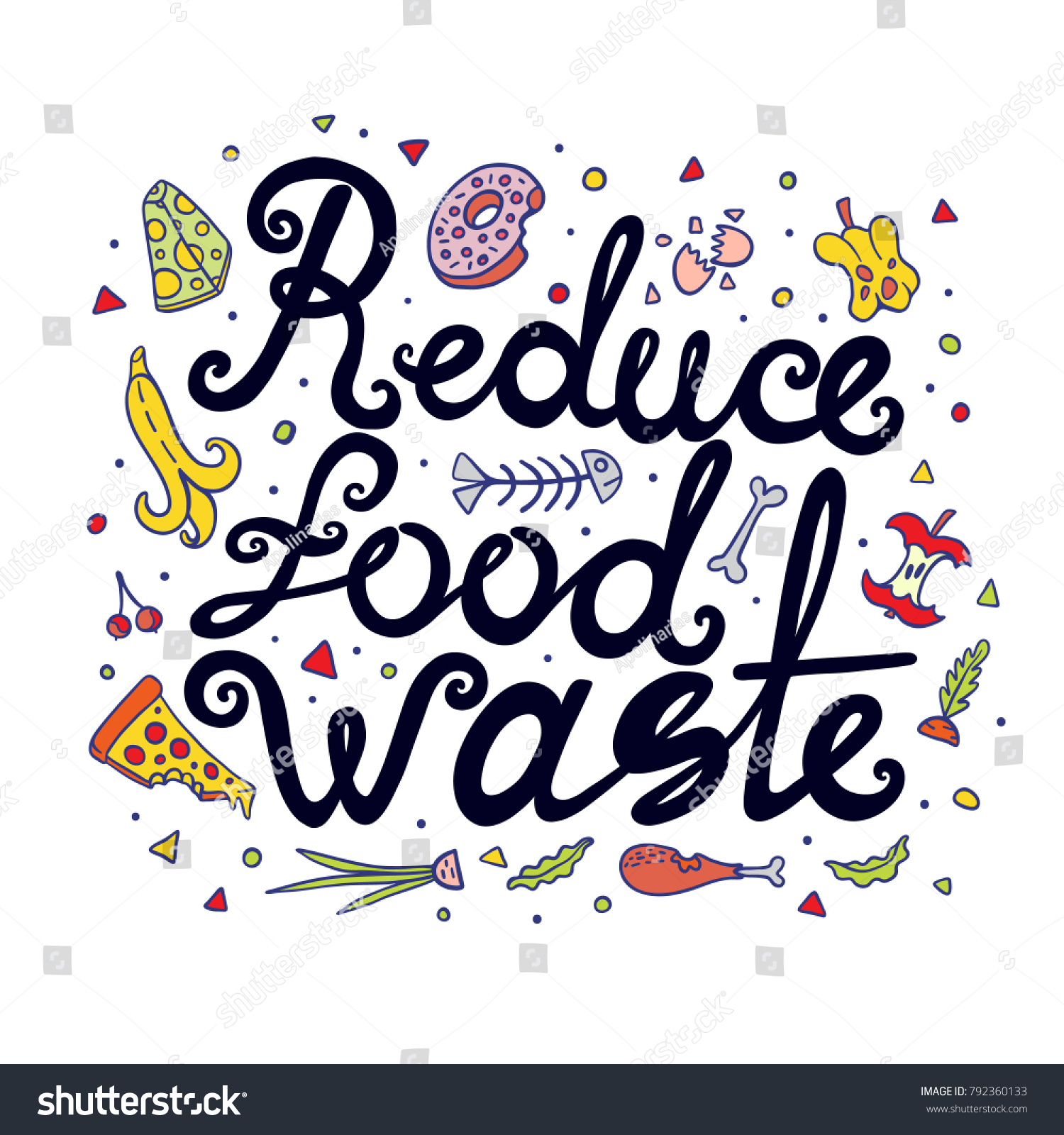 Reduce Food Waste Hand Drawn Vector Stock Vector (Royalty Free ...