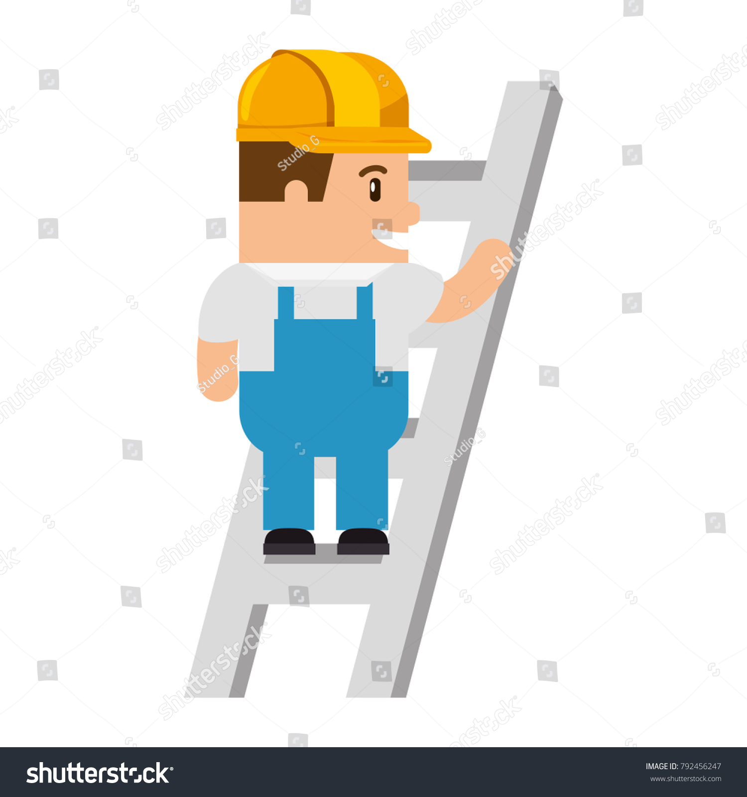 Funny Builder Stairs Avatar Character Stock Vector (Royalty Free ...