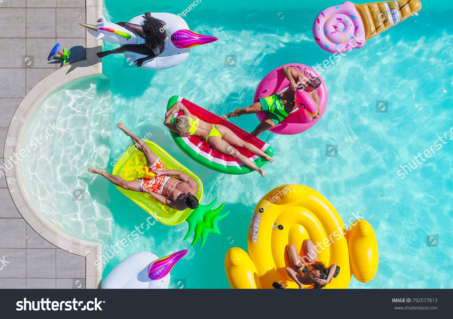 Happy People Partying Exclusive Swimming Pool Stock Photo 792577813 ...