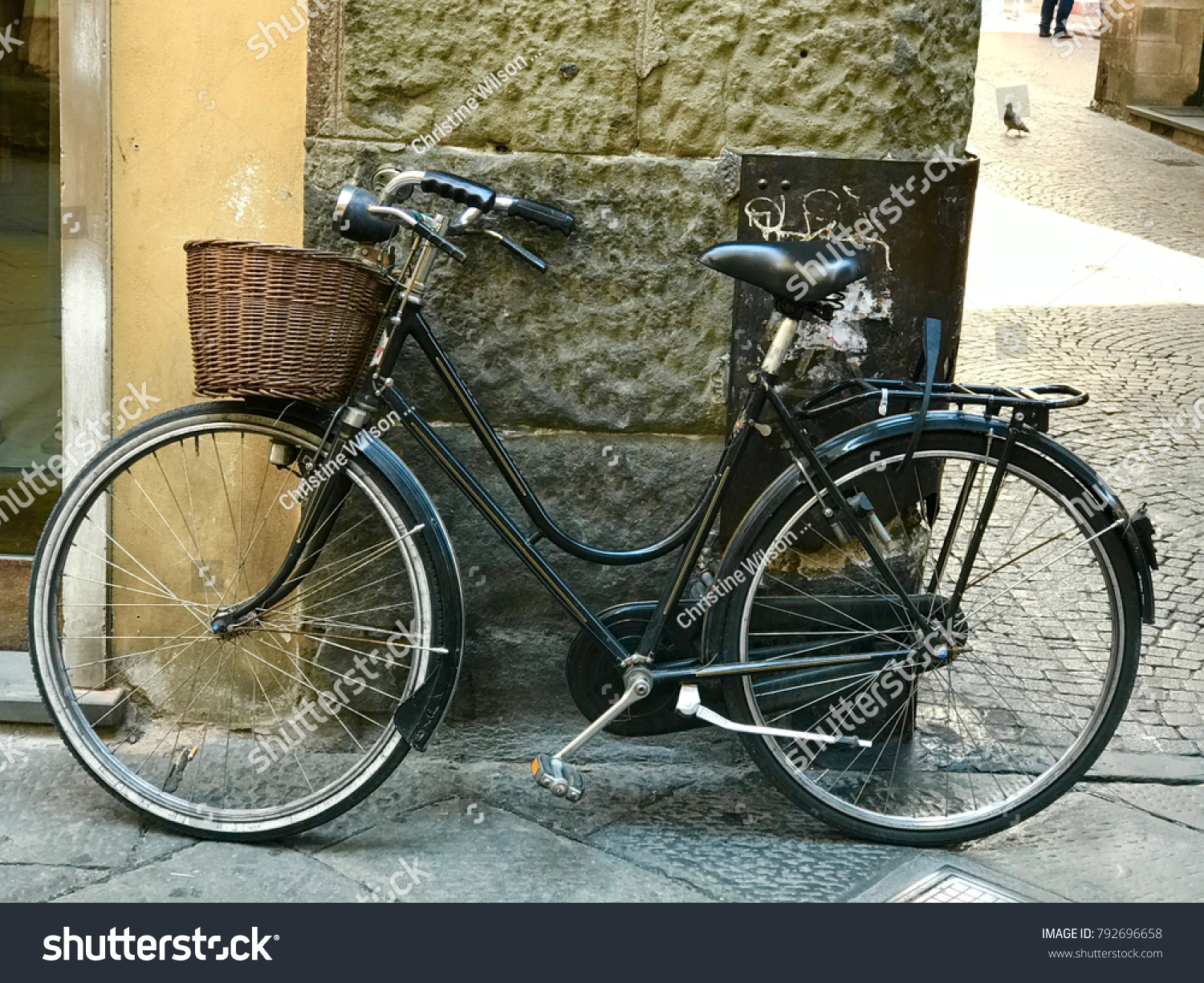 black bicycle with basket