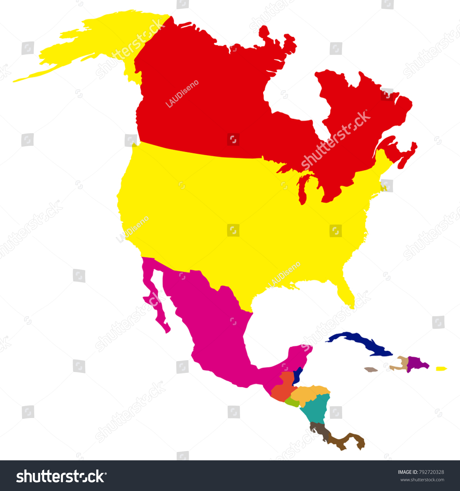 Political Map North America Vector Illustration Stock Vector (Royalty ...