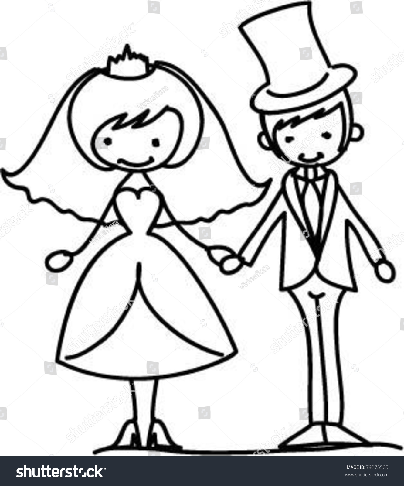 Жених и невеста контурный рисунок