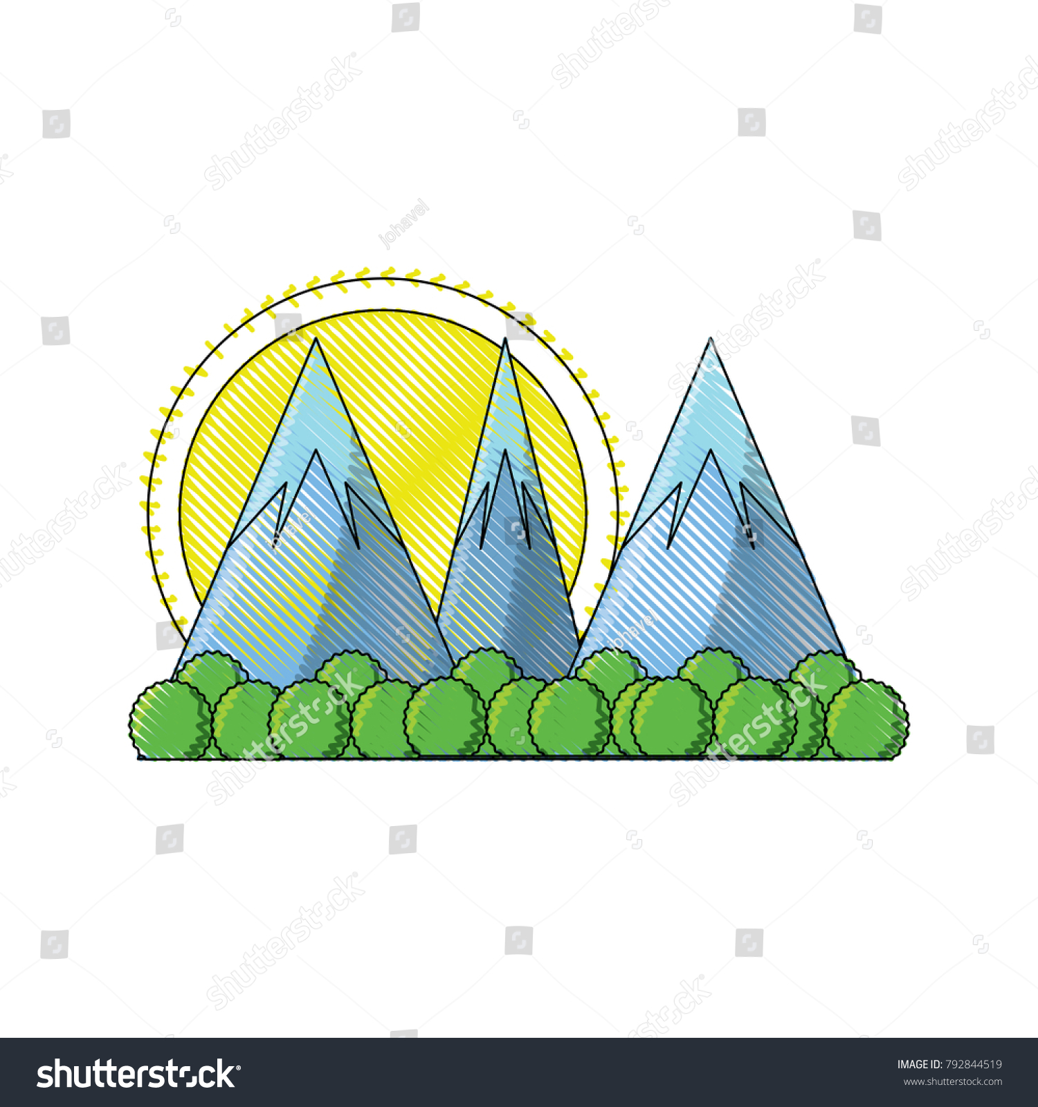 Cartoon Alps Landscape Stock Vector (Royalty Free) 792844519 | Shutterstock