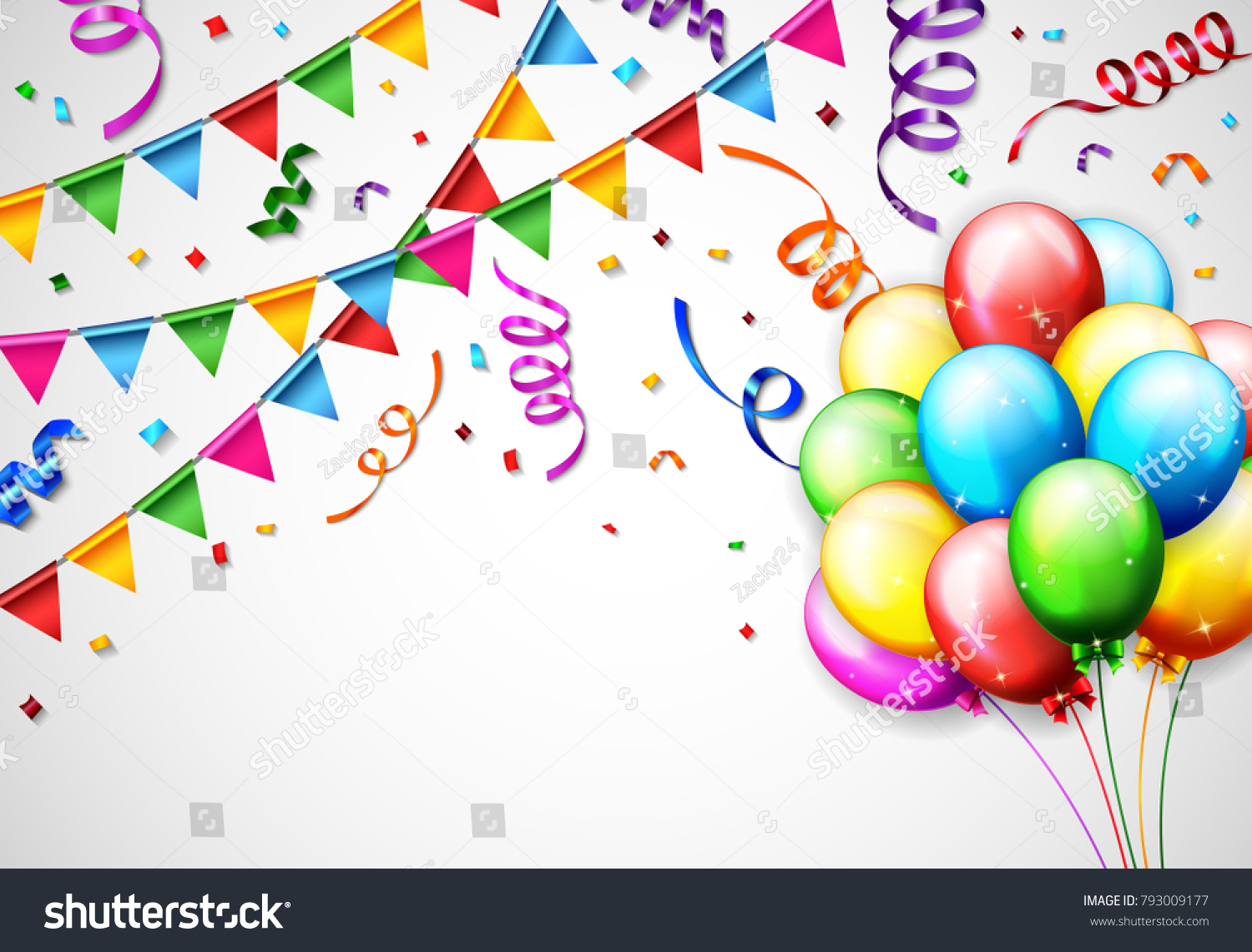 Birthday Balloon Confetti Background Stock Illustration 793009177 ...