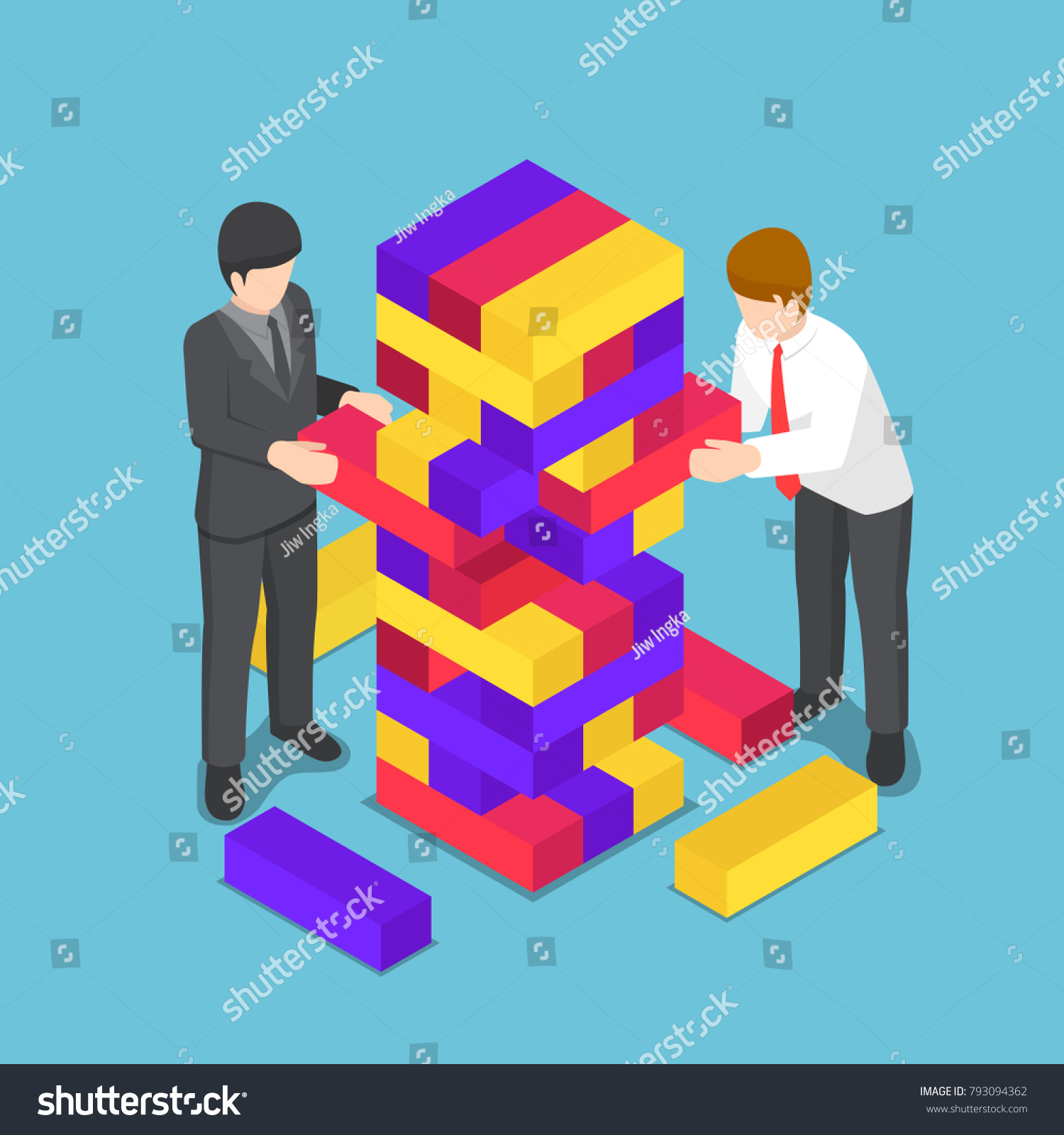 Flat 3d Isometric Business People Playing Stock Vector Royalty Free 793094362 Shutterstock