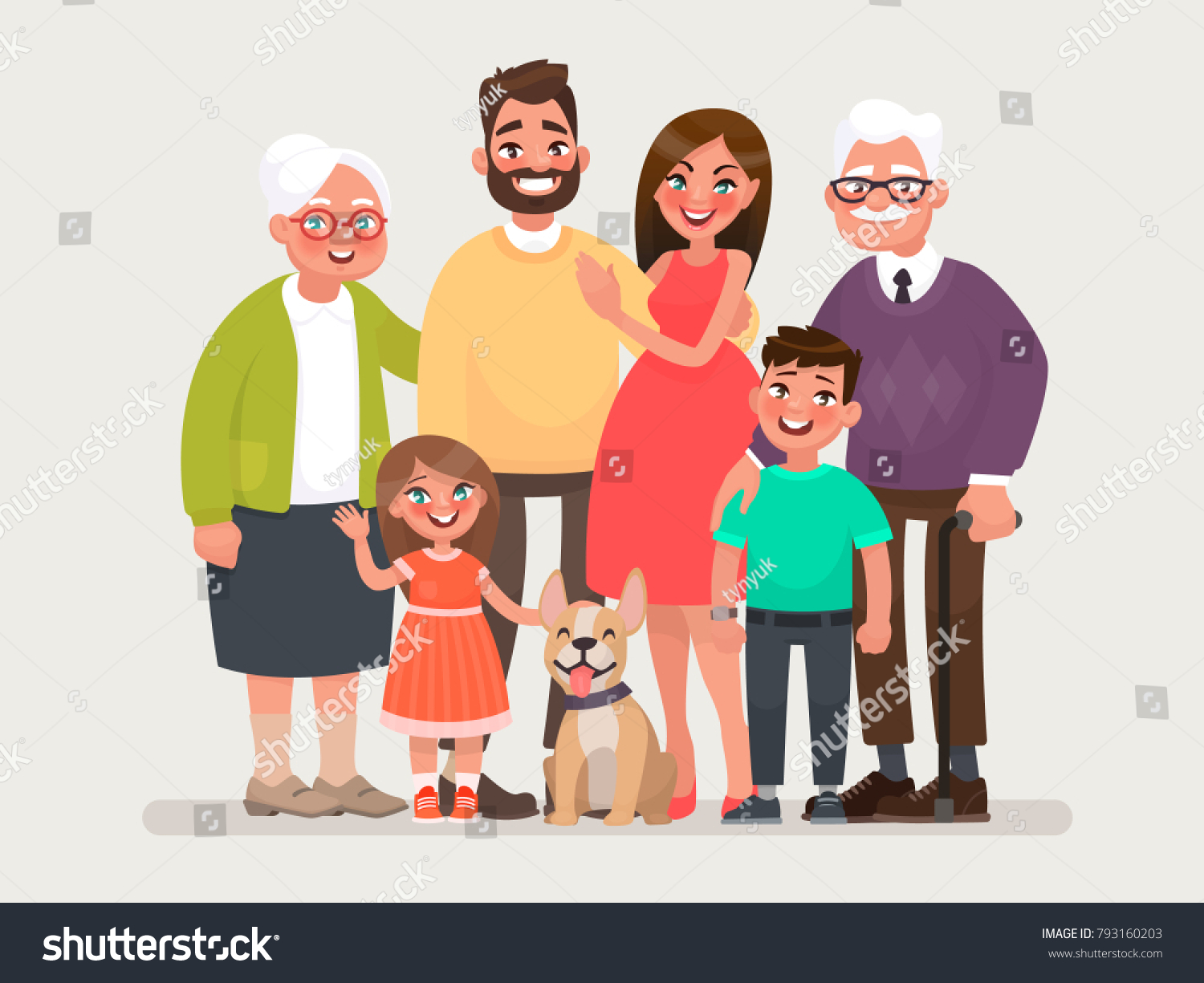 Дедушка сестренка. Семья мама папа бабушка дедушка. Семья с бабушкой и дедушкой. Семья мультяшные. Рисунок семьи с бабушкой и дедушкой.