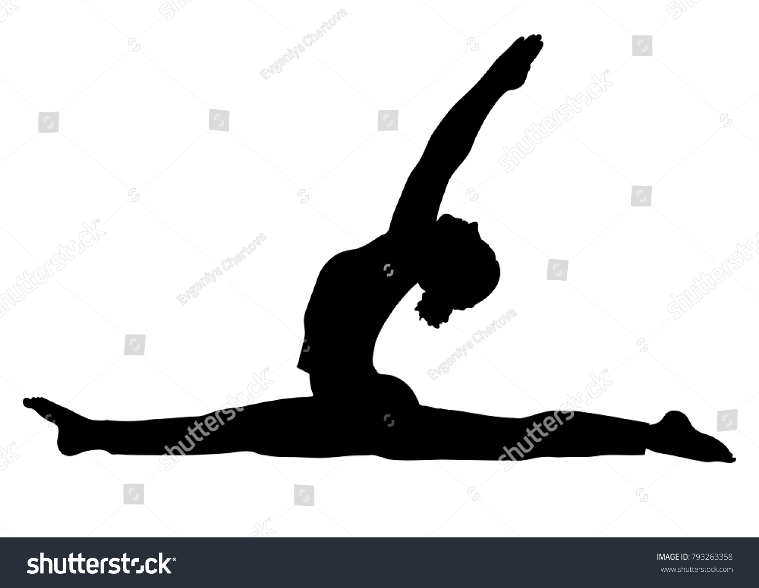 Yoga Pose Woman Do Splits Silhouette Stock Vector Royalty Free