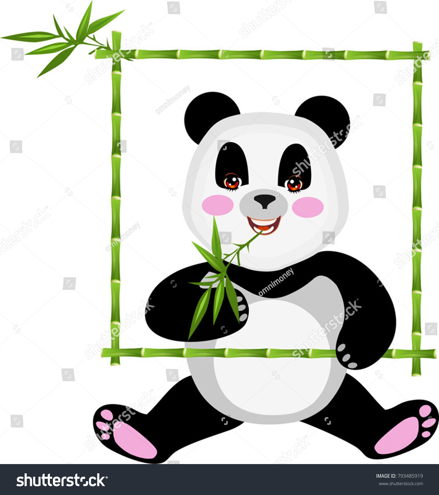 Bamboo Frame Panda Stock Vector Royalty Free 793485919 Shutterstock 