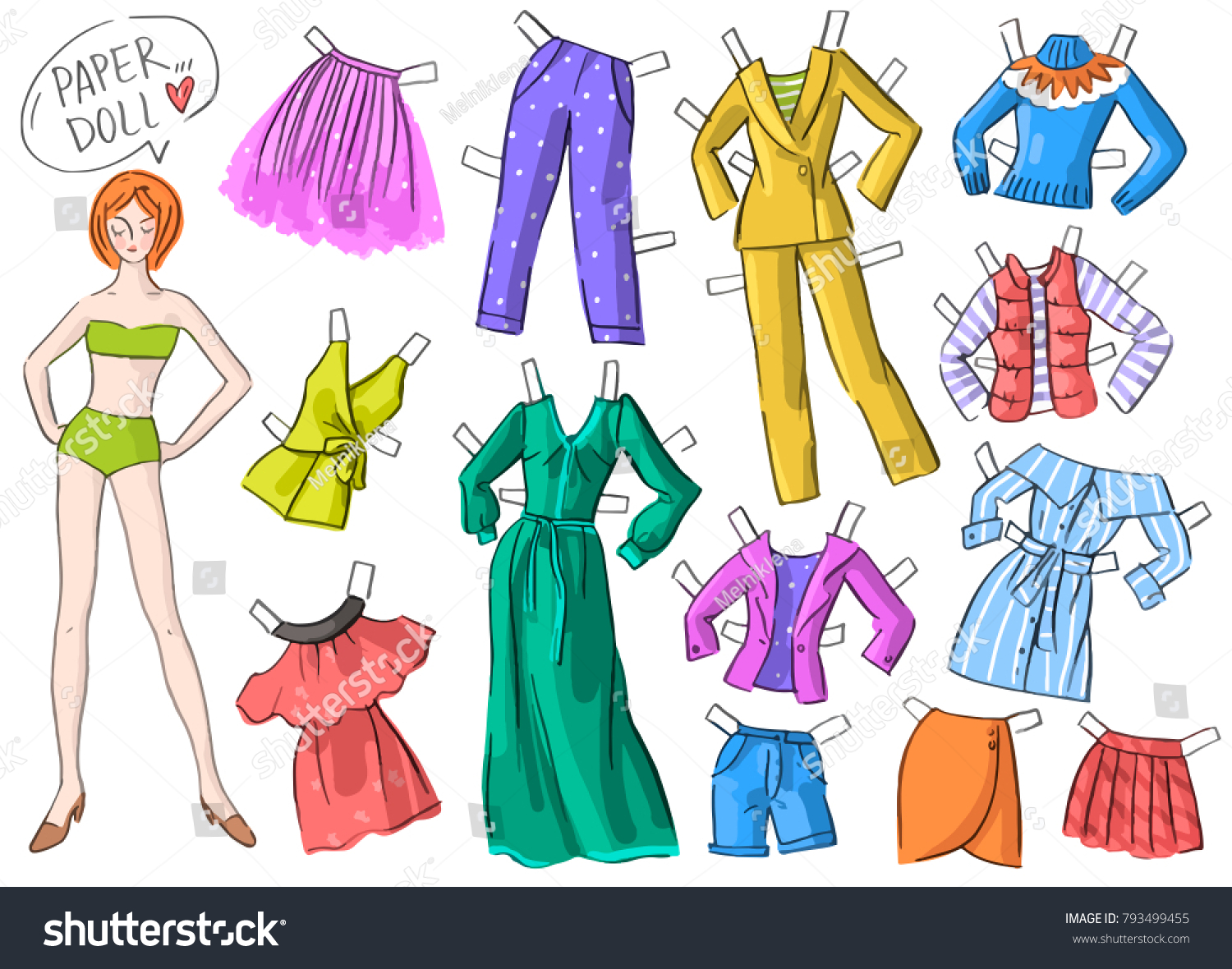 Set Illustration Paper Doll Clothing Stock Vector Royalty Free 793499455 Shutterstock 3852