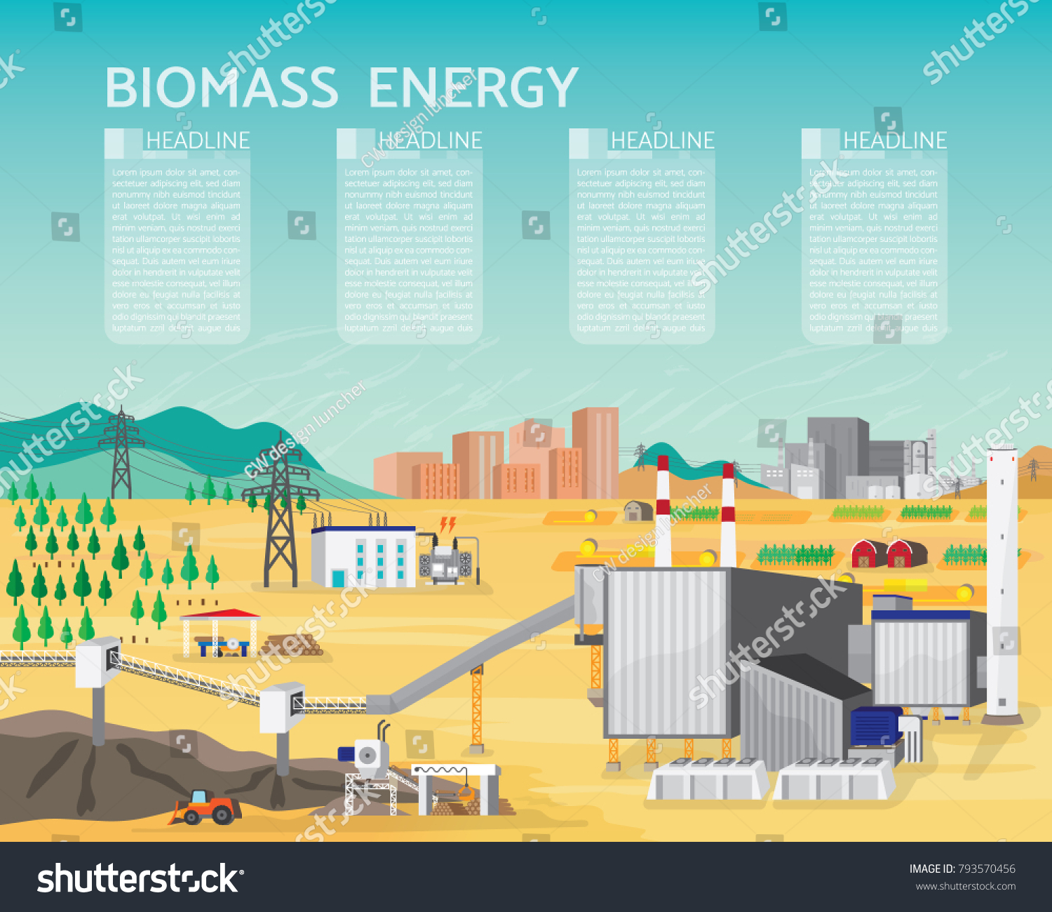 Biomass Energy Biomass Power Plant Boiler Stock Vector (Royalty Free ...