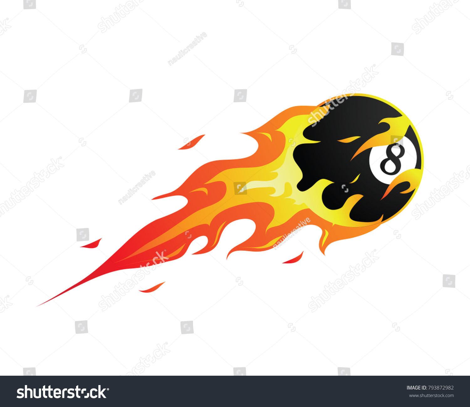 Modern Flaming Pool Ball Illustration Logo Stock Vector (Royalty Free ...