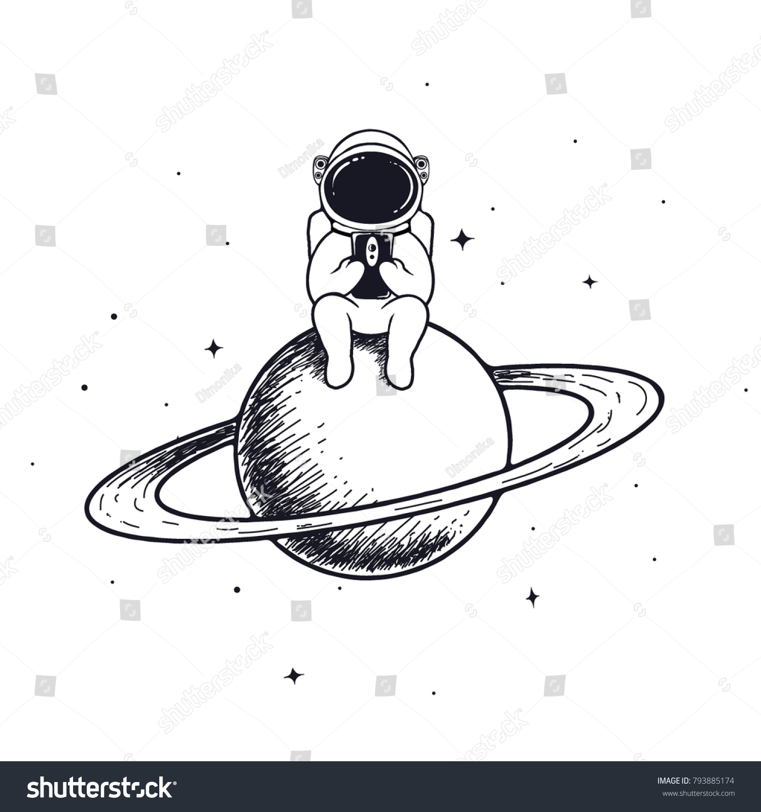 Космонавт держит Сатурн