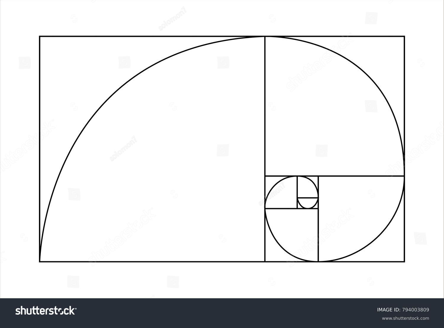 Golden Ratio Template Vector Illustration Fibonacci Stock Vector ...