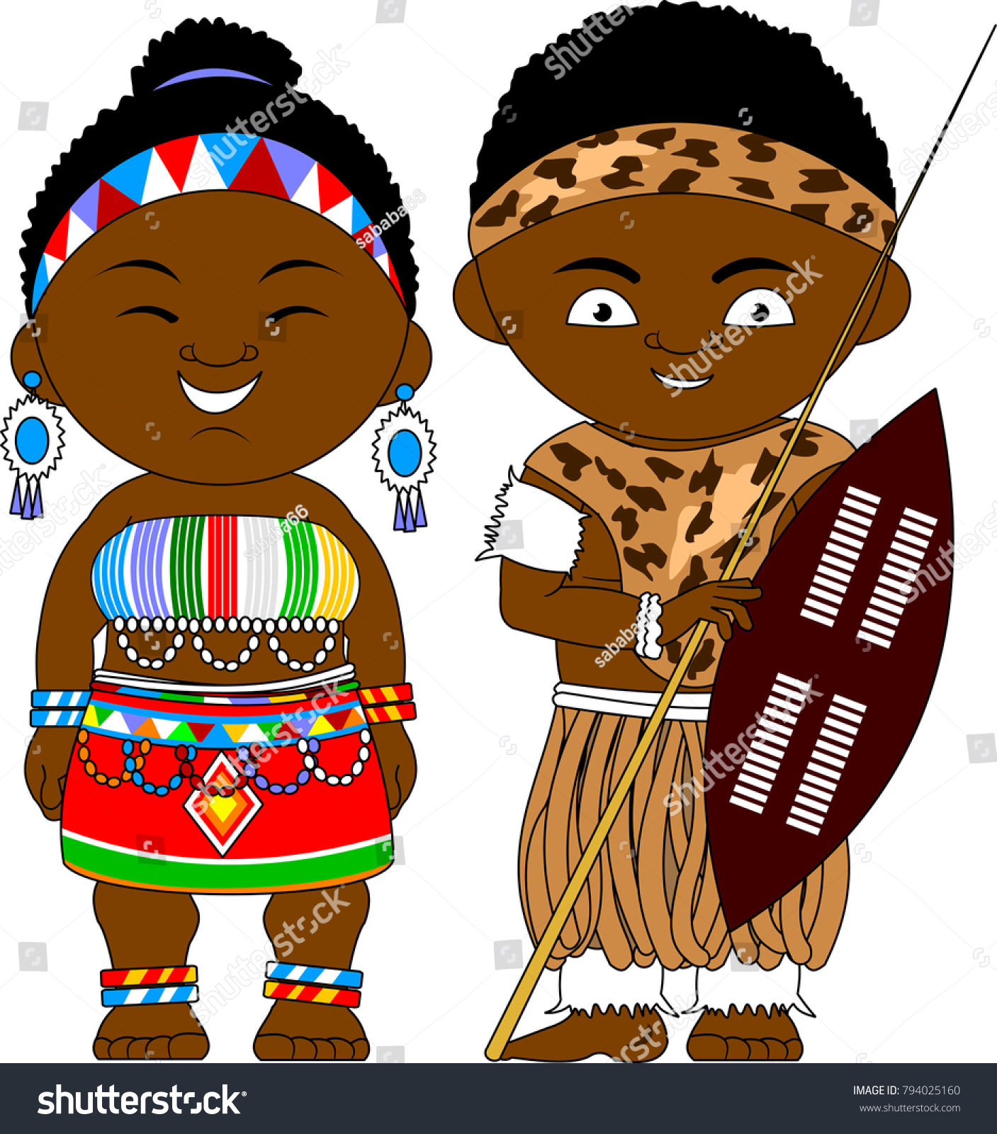 Man Woman National African Clothes Vector Stock Vector (Royalty Free ...