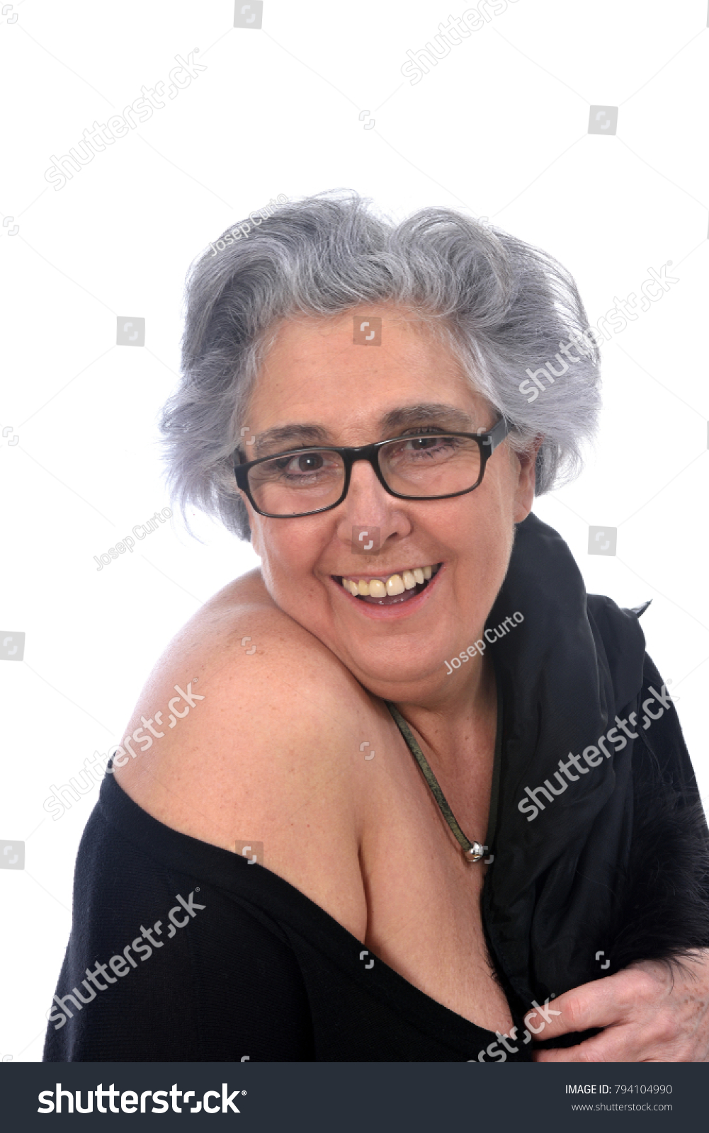 Older Woman Sexy Posed On White Stock