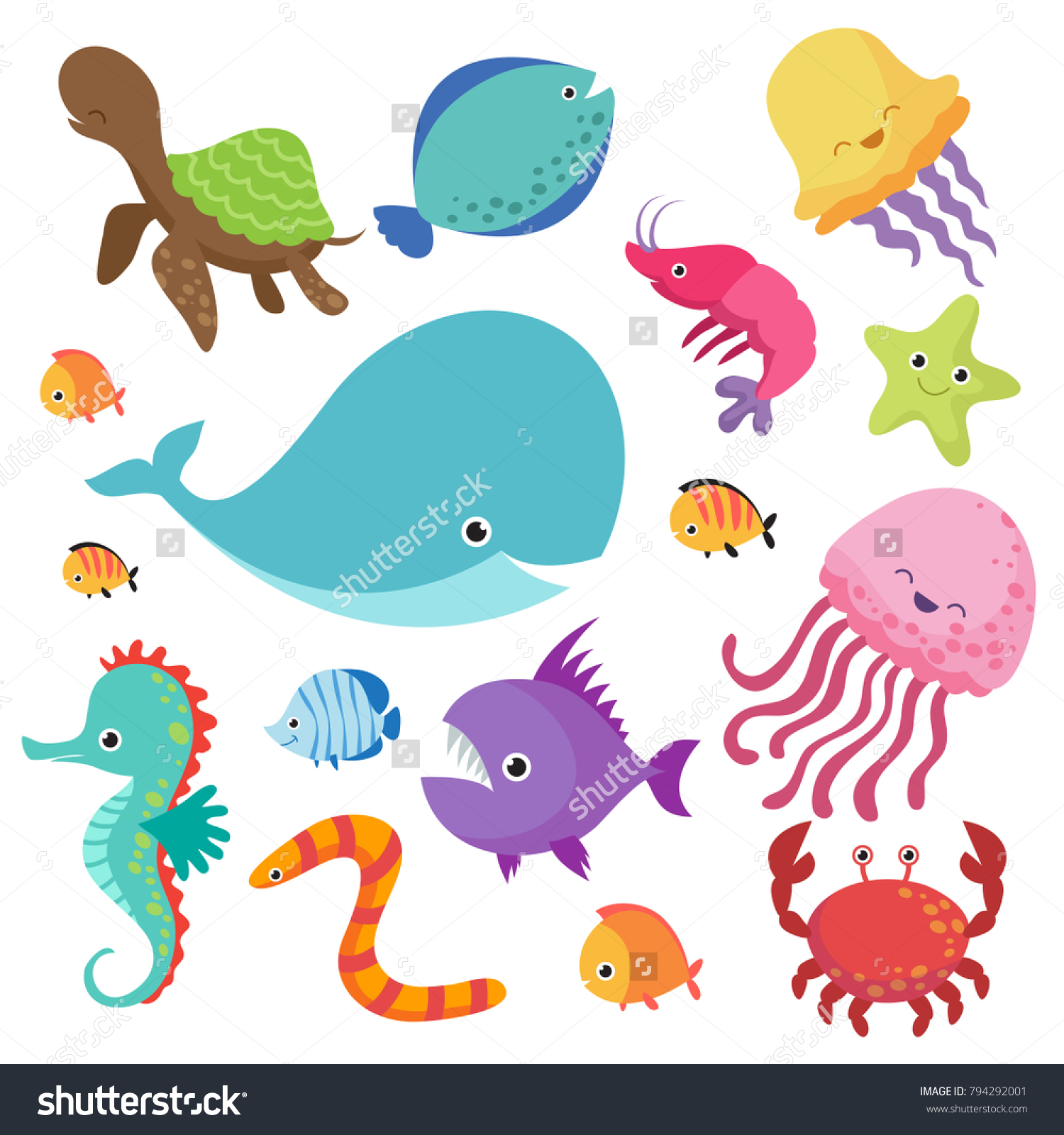 Cartoon Childrens Aquarium Wild Sea Fishes Stock Vector (Royalty Free ...