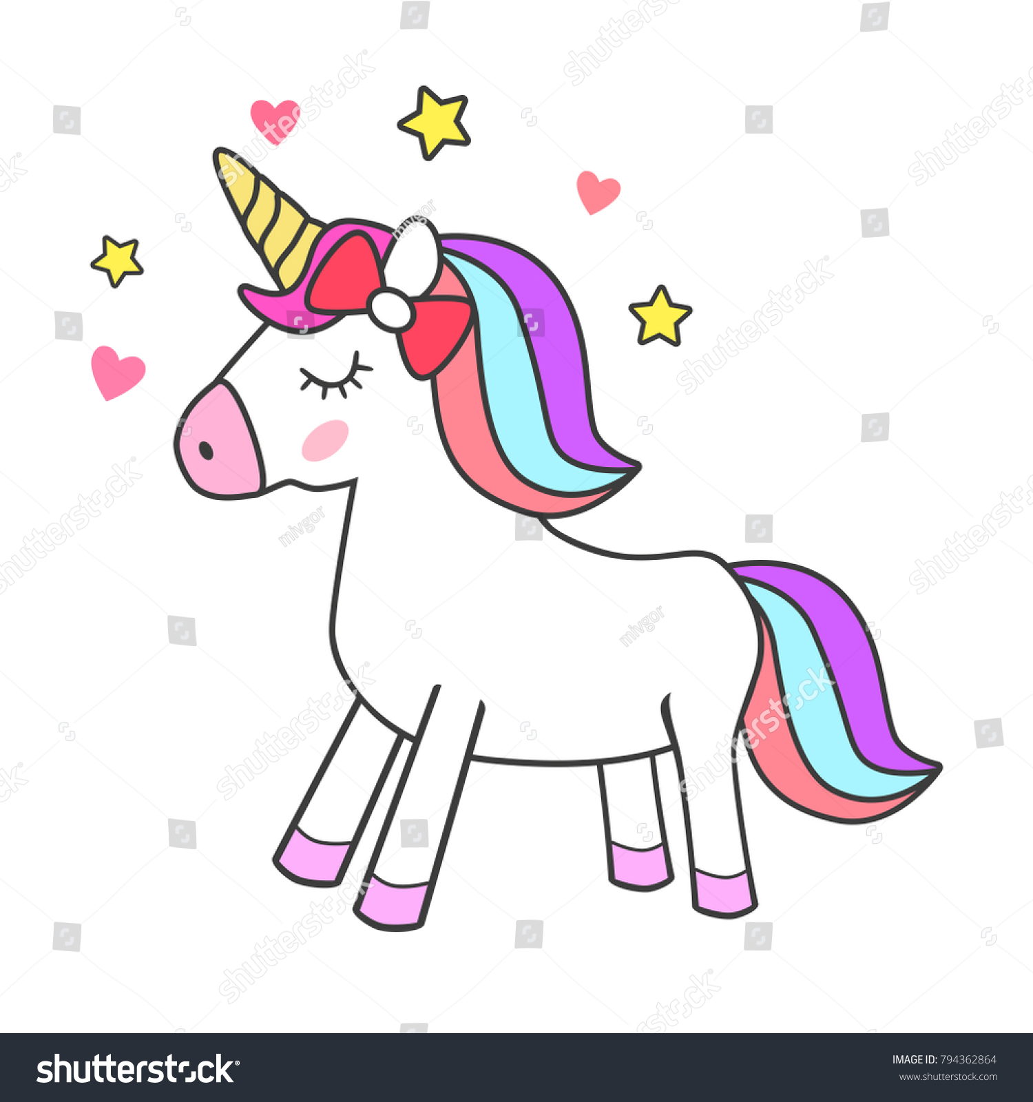 Unicorn Magic Drawing Isolated Stock Vector (Royalty Free) 794362864 ...