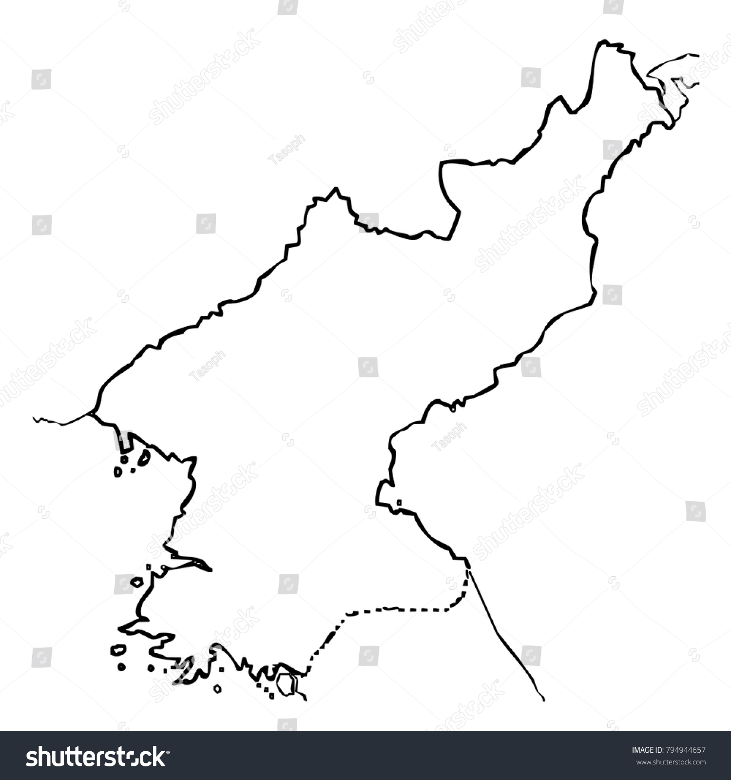 Map North Korea Regions Black Outline Stock Illustration 794944657 ...