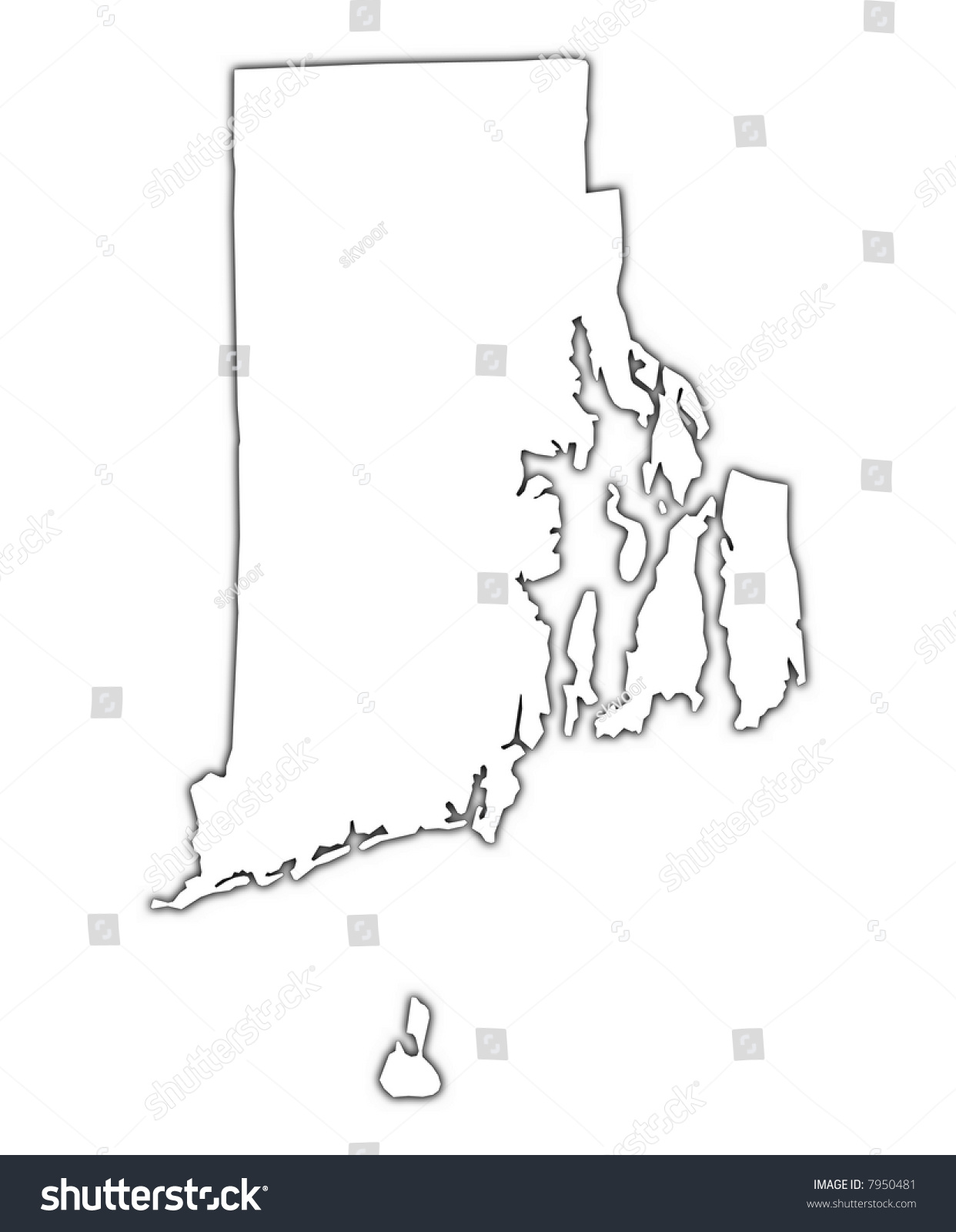 Rhode Island Usa Outline Map Shadow 7950481 Shutterstock Stock Photo Rhode Island Usa Outline Map With Shadow Detailed Mercator Projection 7950481