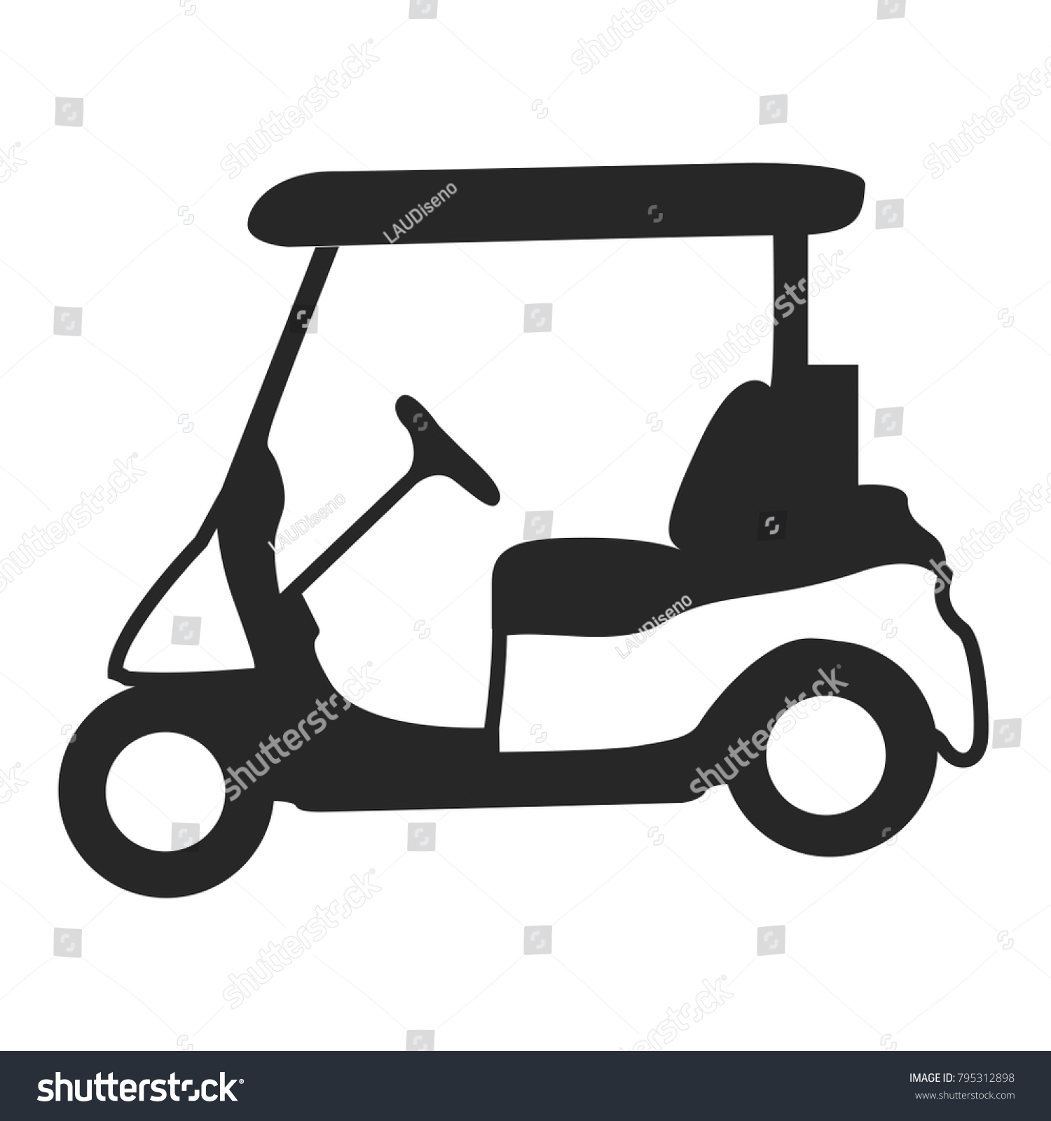 Golf Cart Silhouette On White Background Stock Vector (Royalty Free ...