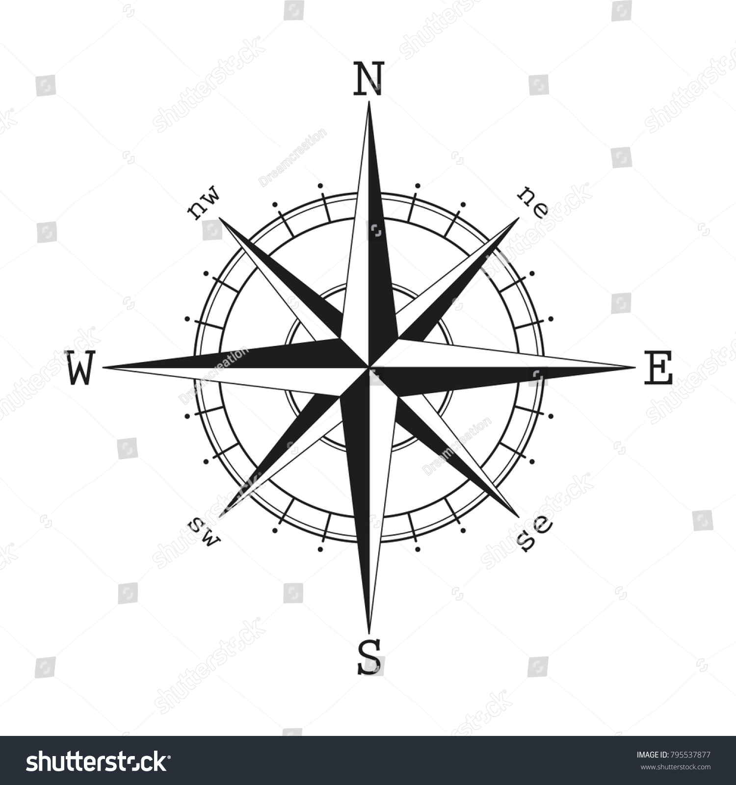 Compass Gray Simple Flat Icon Stock Vector (Royalty Free) 795537877 ...