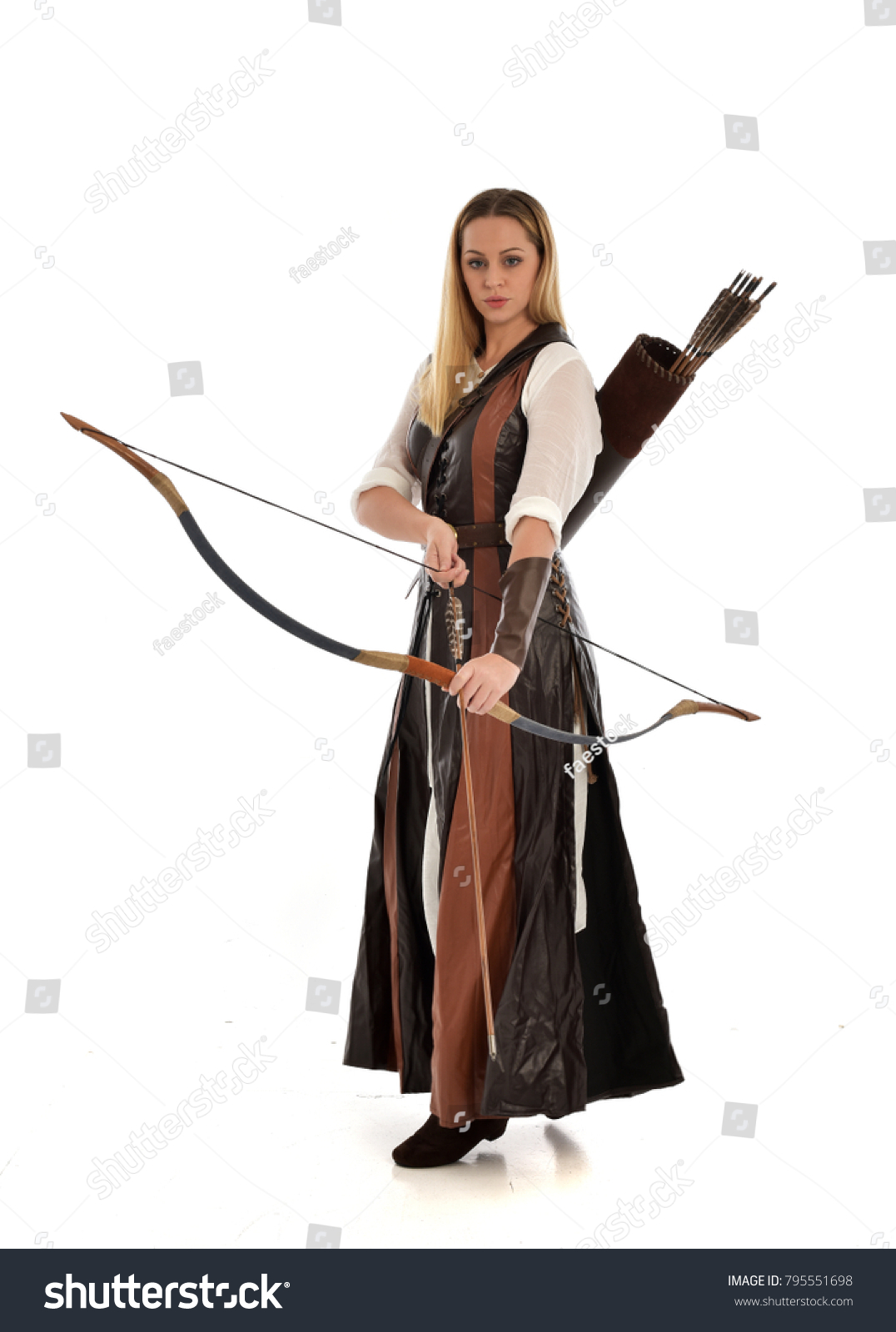 Full Length Portrait Girl Wearing Brown Stock Photo 795551698 ...