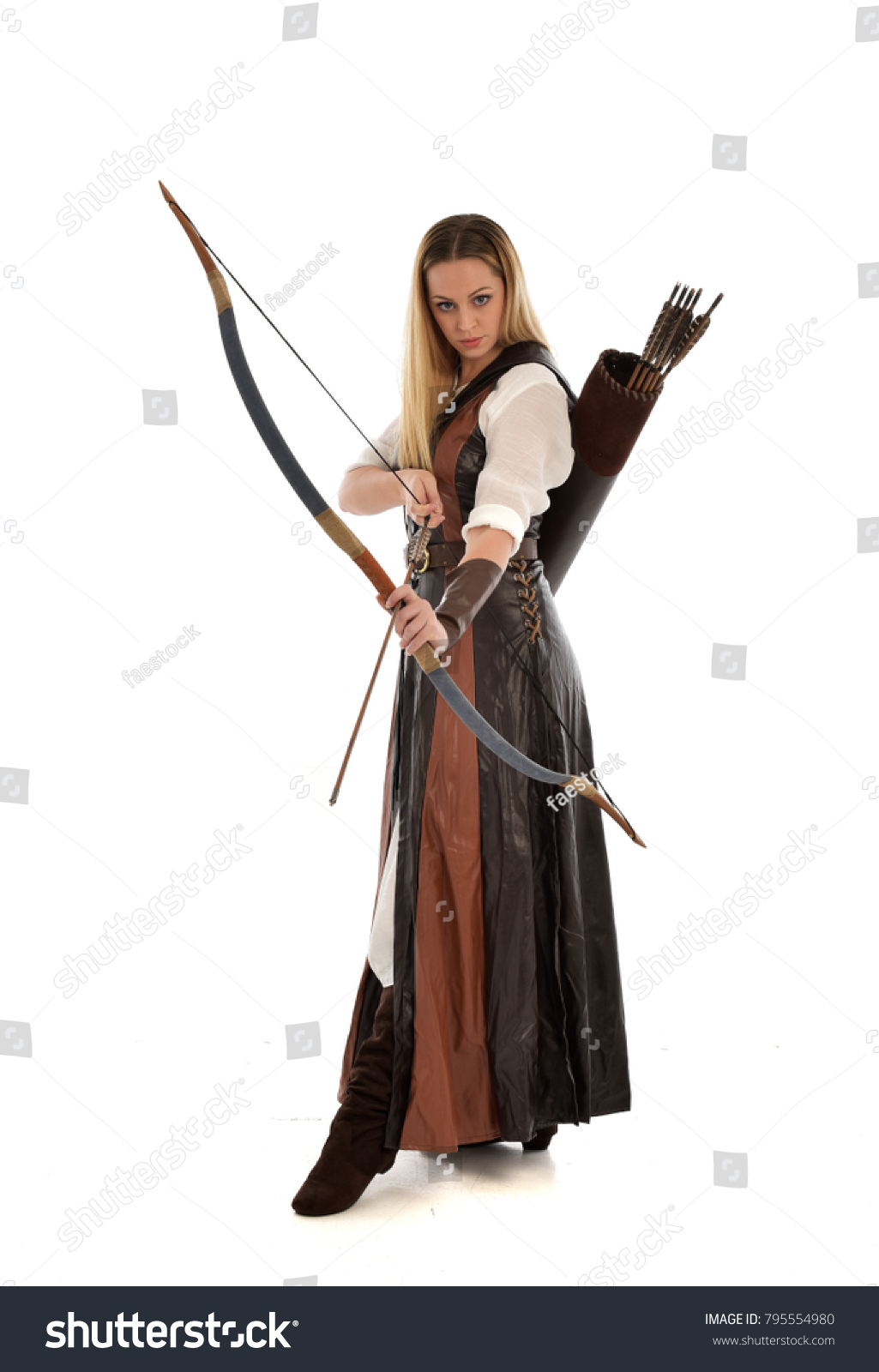 Full Length Portrait Girl Wearing Brown Stock Photo 795554980 ...