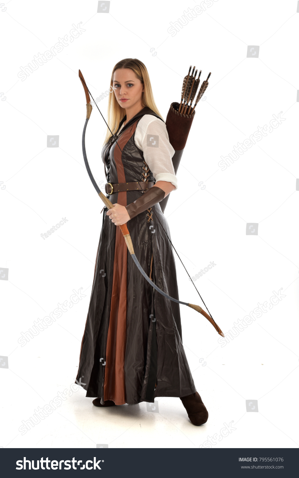 Full Length Portrait Girl Wearing Brown Stock Photo 795561076 ...