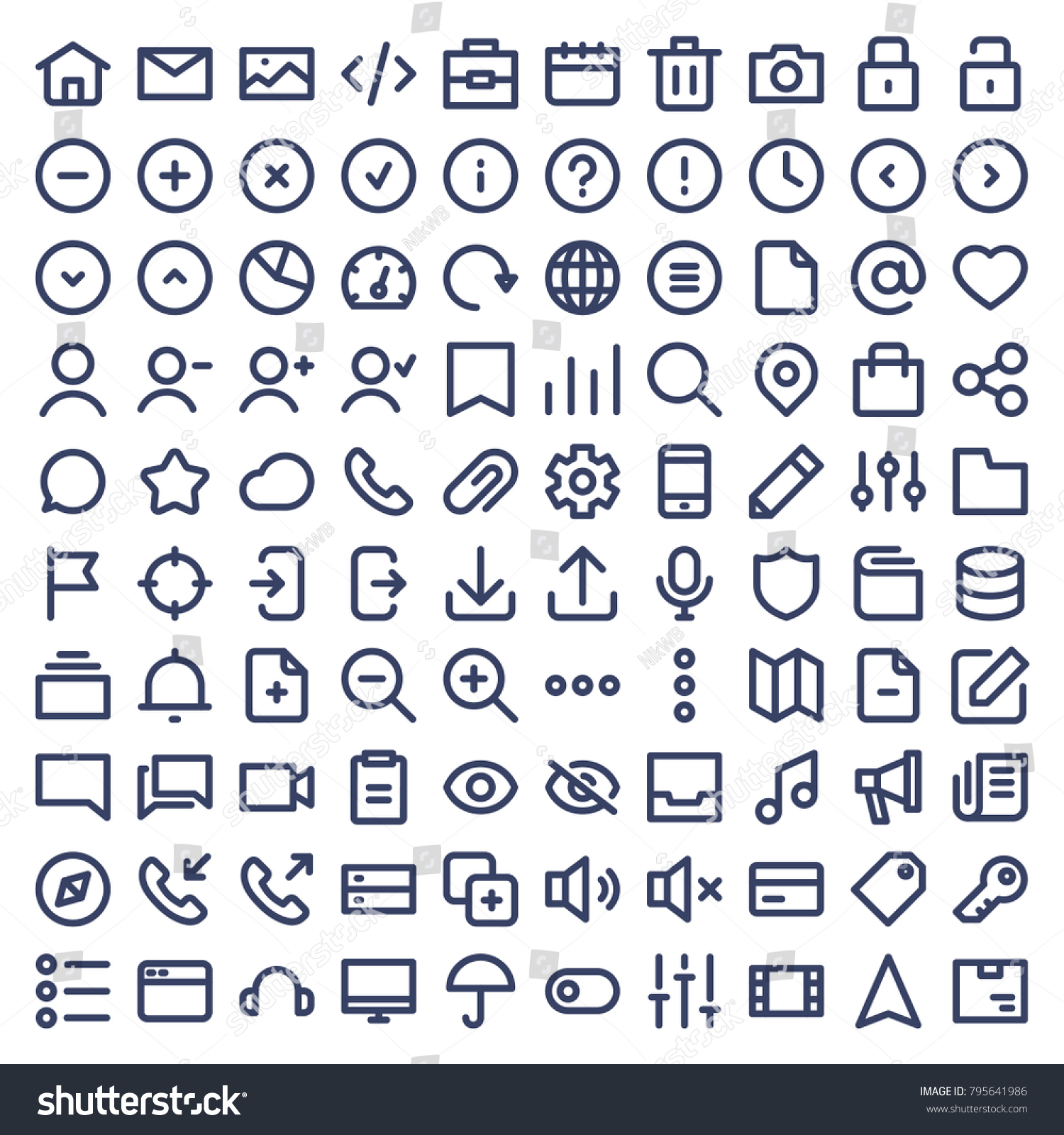 Set 100 Icons Ui Web Vector Stock Vector (Royalty Free) 795641986 ...